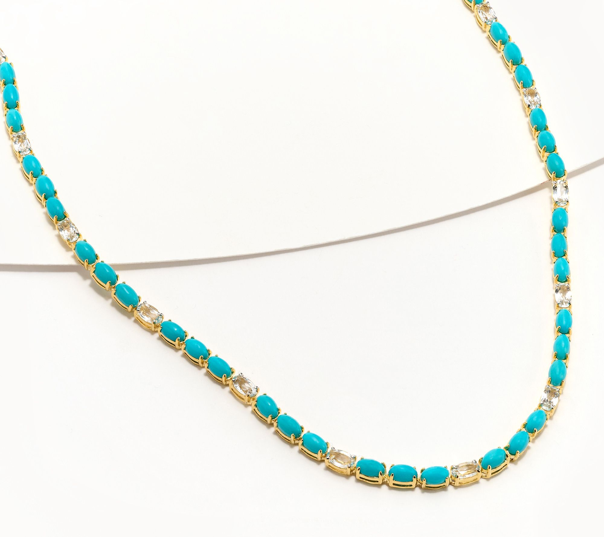 Affinity Gems 18" Sleeping Beauty Oval Tennis Necklace Sterling Silver