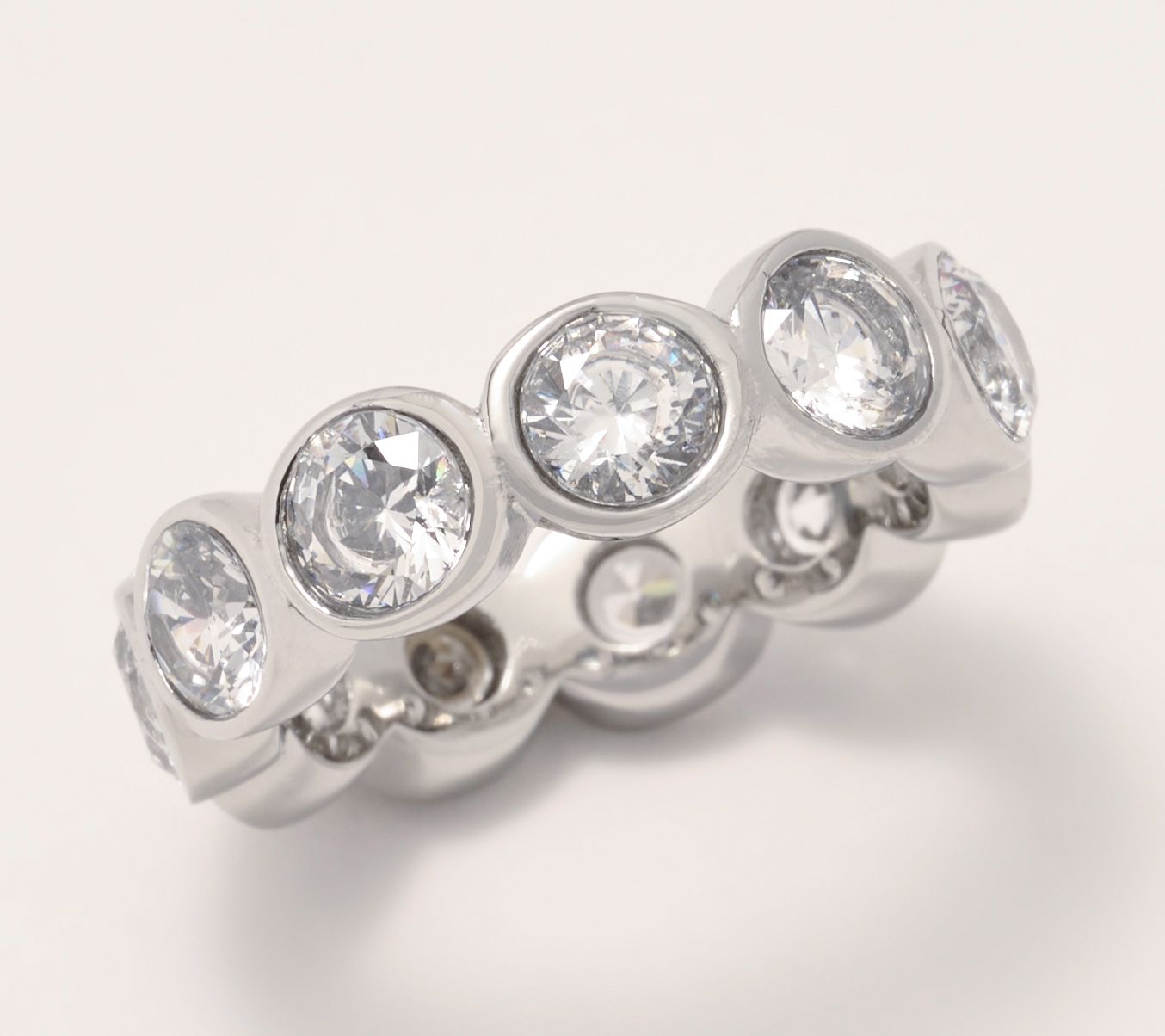 Steel by Diamonique Round Bezel Set Band Ring