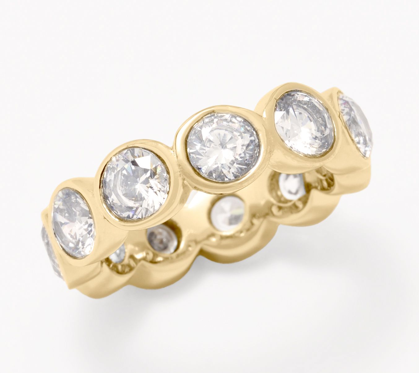 Steel by Diamonique Round Bezel Set Band Ring