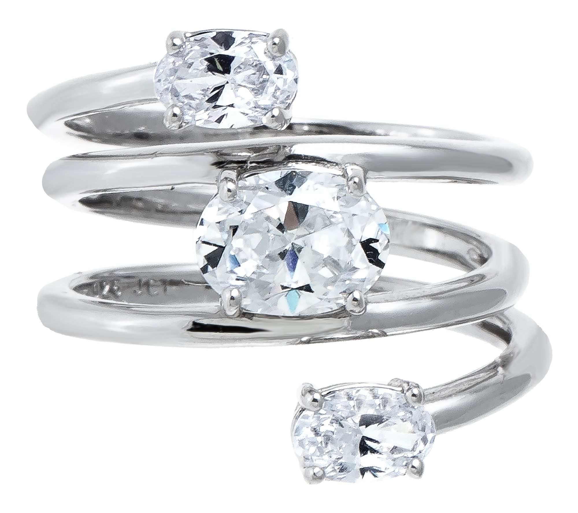 Diamonique x Jennifer Miller Oval Cut Spiral Ring, Sterling