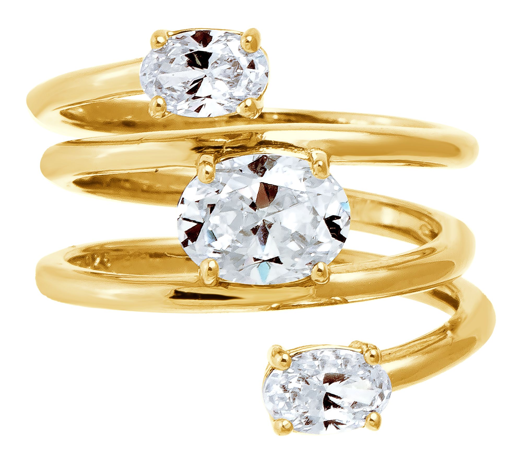 Diamonique x Jennifer Miller Oval Cut Spiral Ring, Sterling