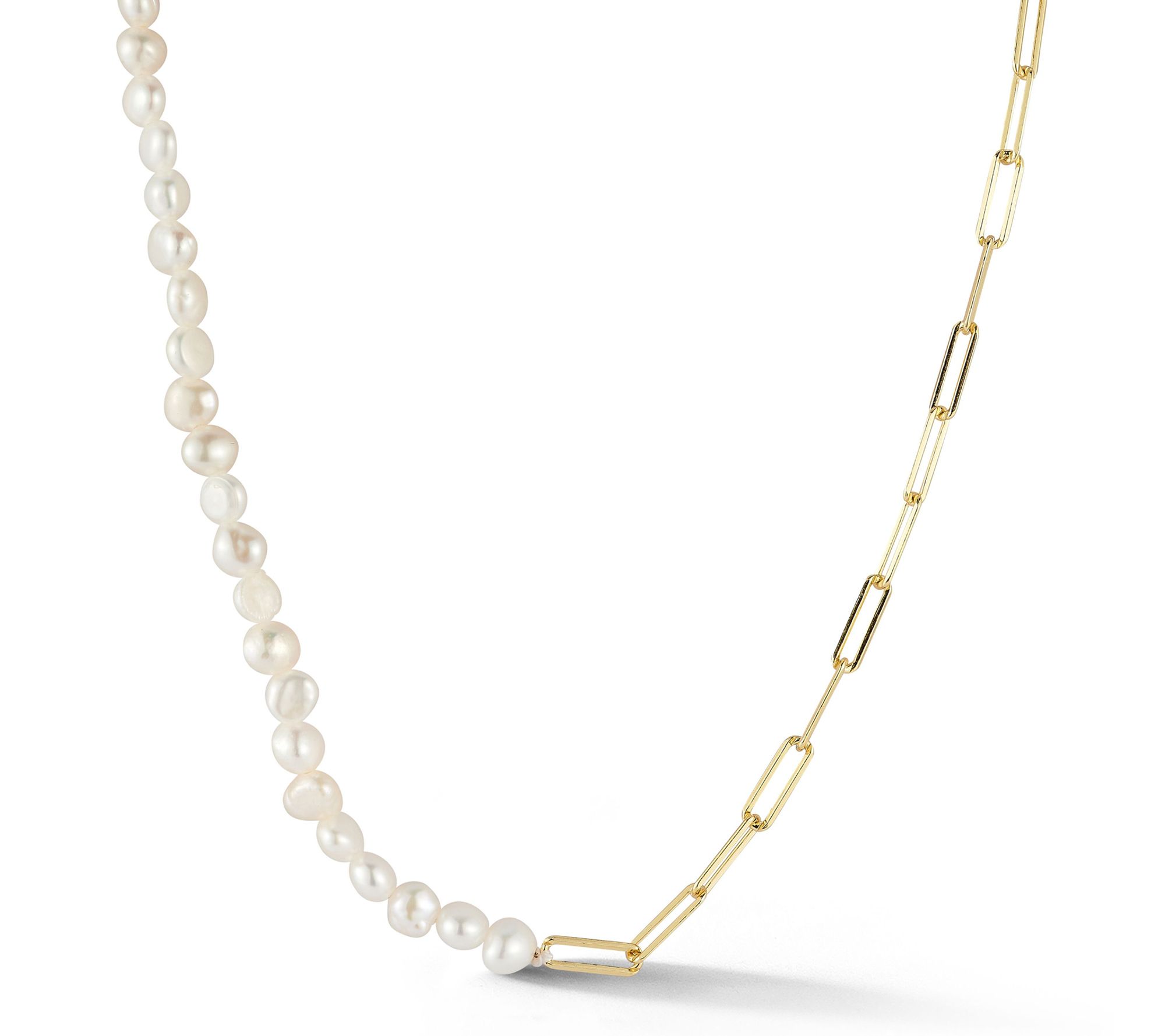 Sterlina Silver Cultured Pearl X Paperclip Necklace, Sterling