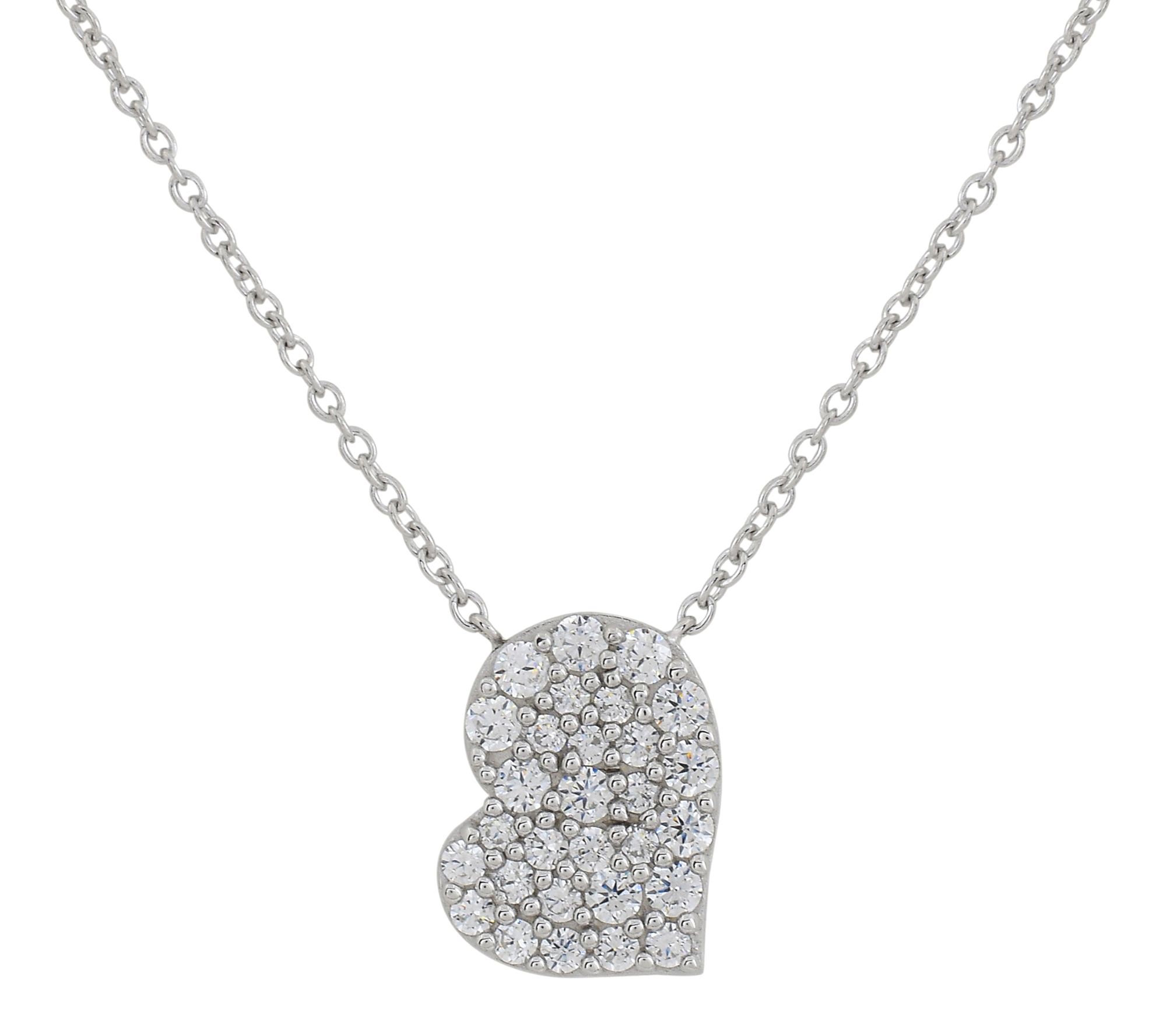 Diamonique 2.15 cttw Heart Necklace, Sterling Silver