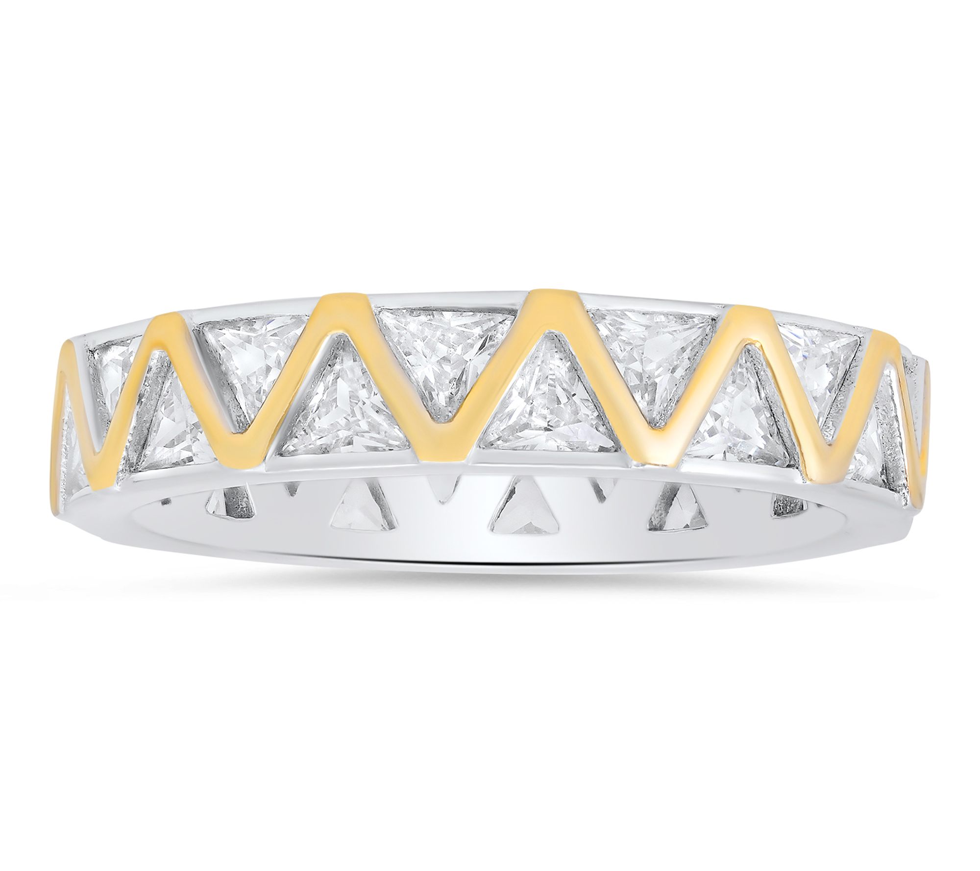 Diamonique Two-Tone Zig Zag Eternity Band Ring,Sterling
