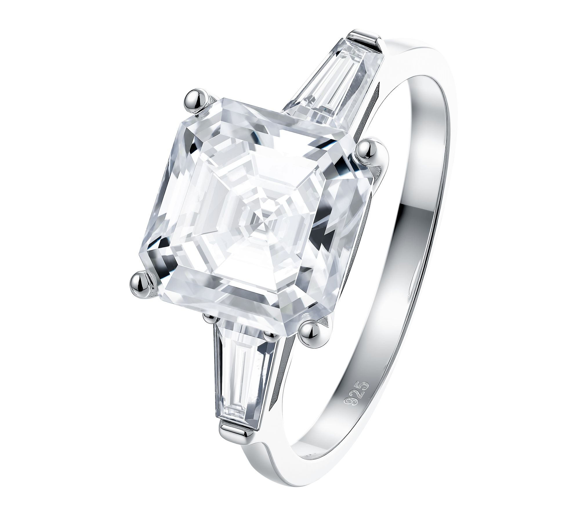 Moissanite Luxe Asscher Cut Ring, Sterling Silver