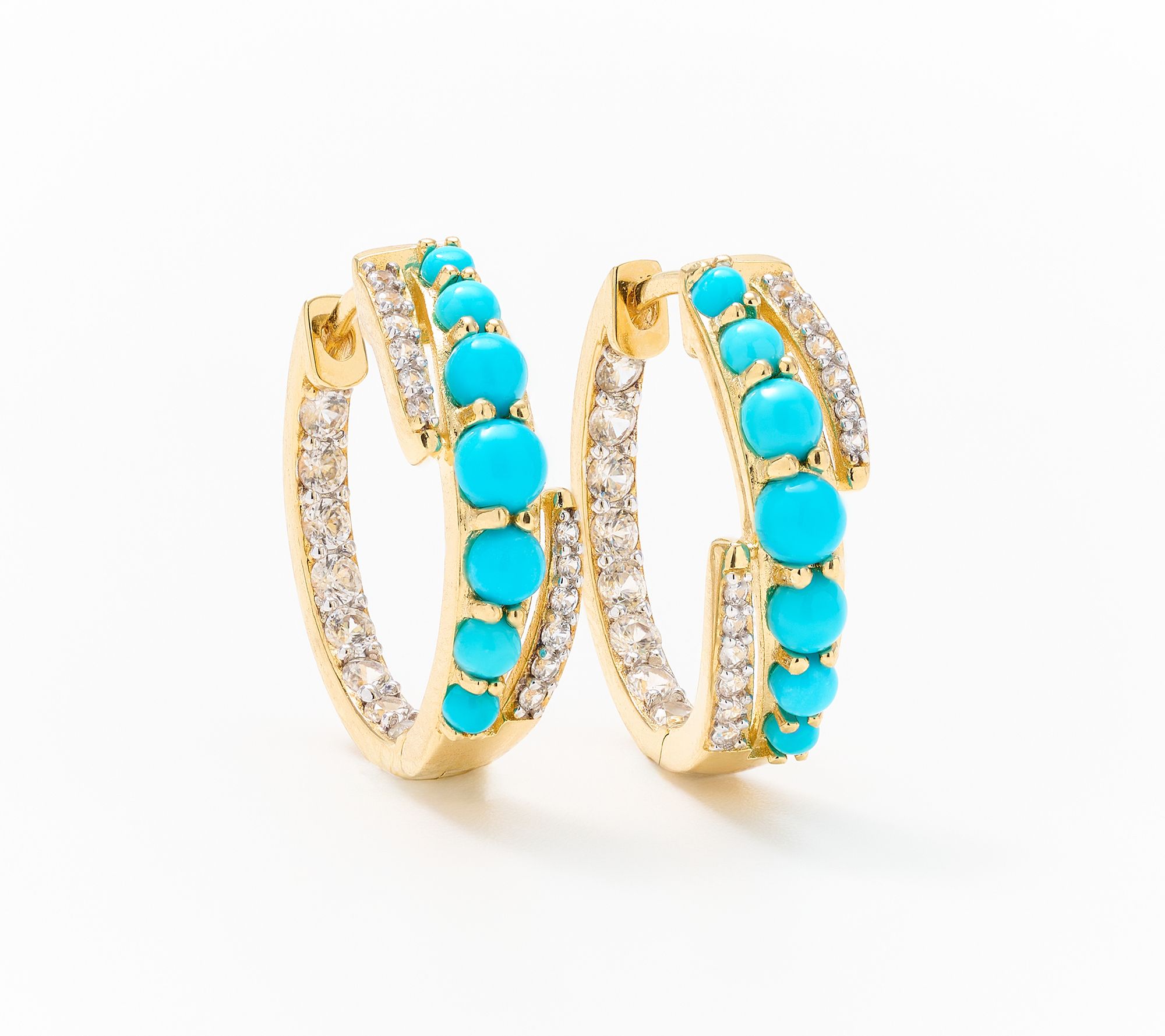 Affinity Gems Cabochon Sleeping Beauty Turquoise & White Hoops