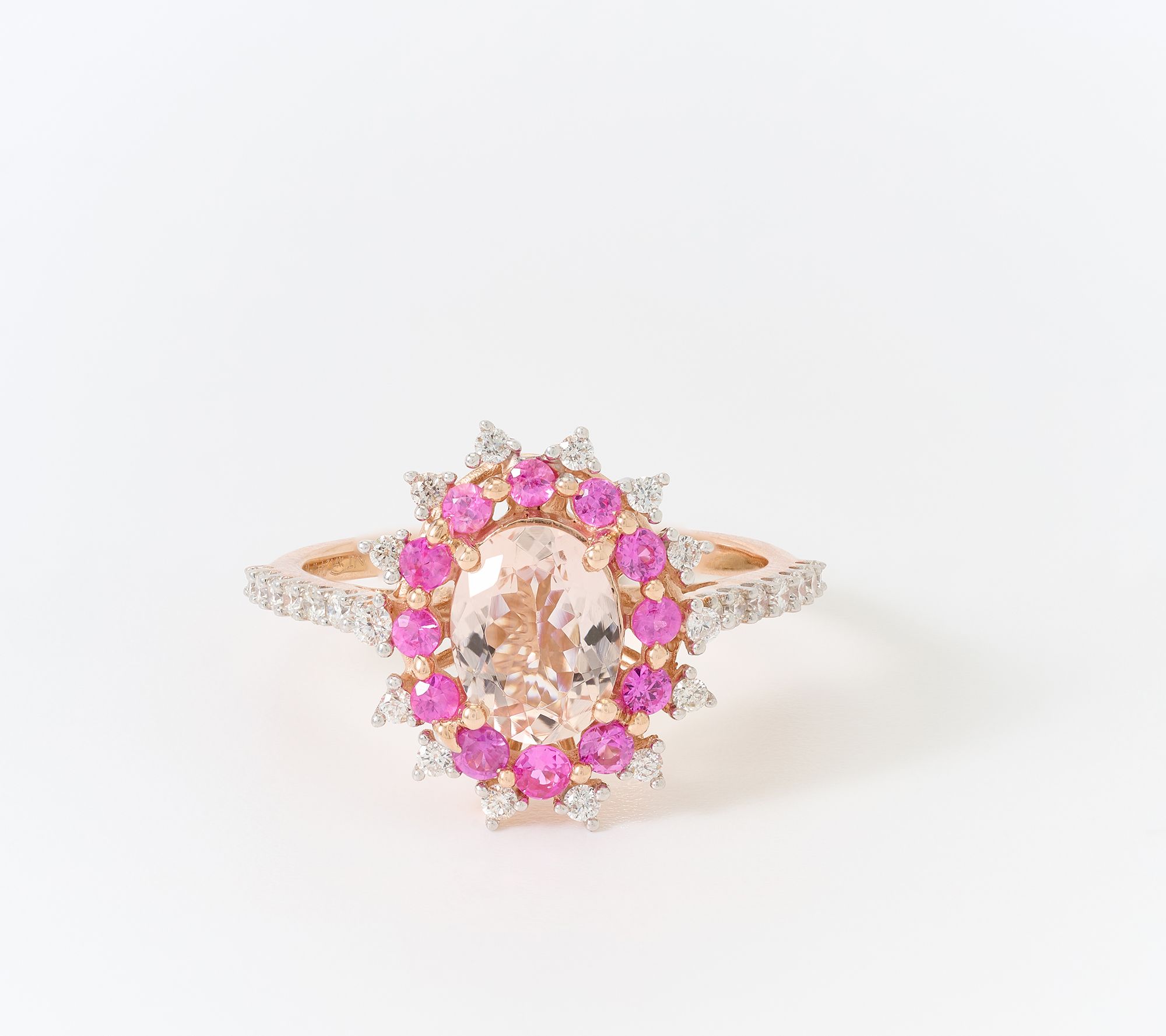 Kallati Morganite & Pink Sapphire Floral Shape Ring, 14k Gold