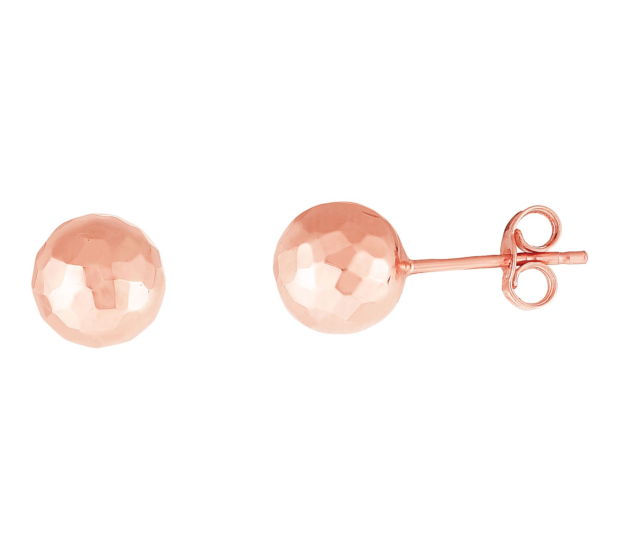 14K Gold Hammered Ball Stud Earrings