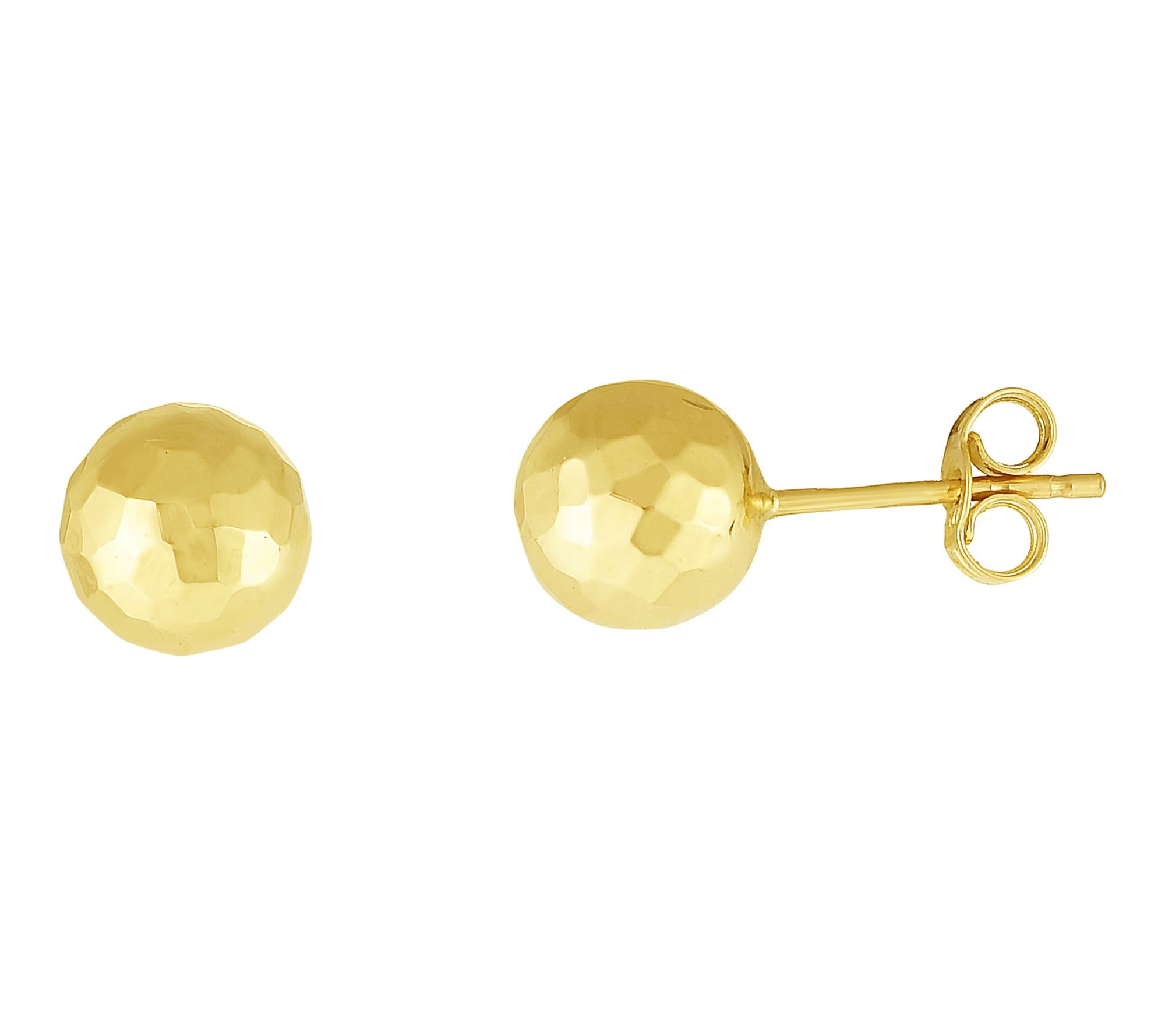 14K Gold Hammered Ball Stud Earrings
