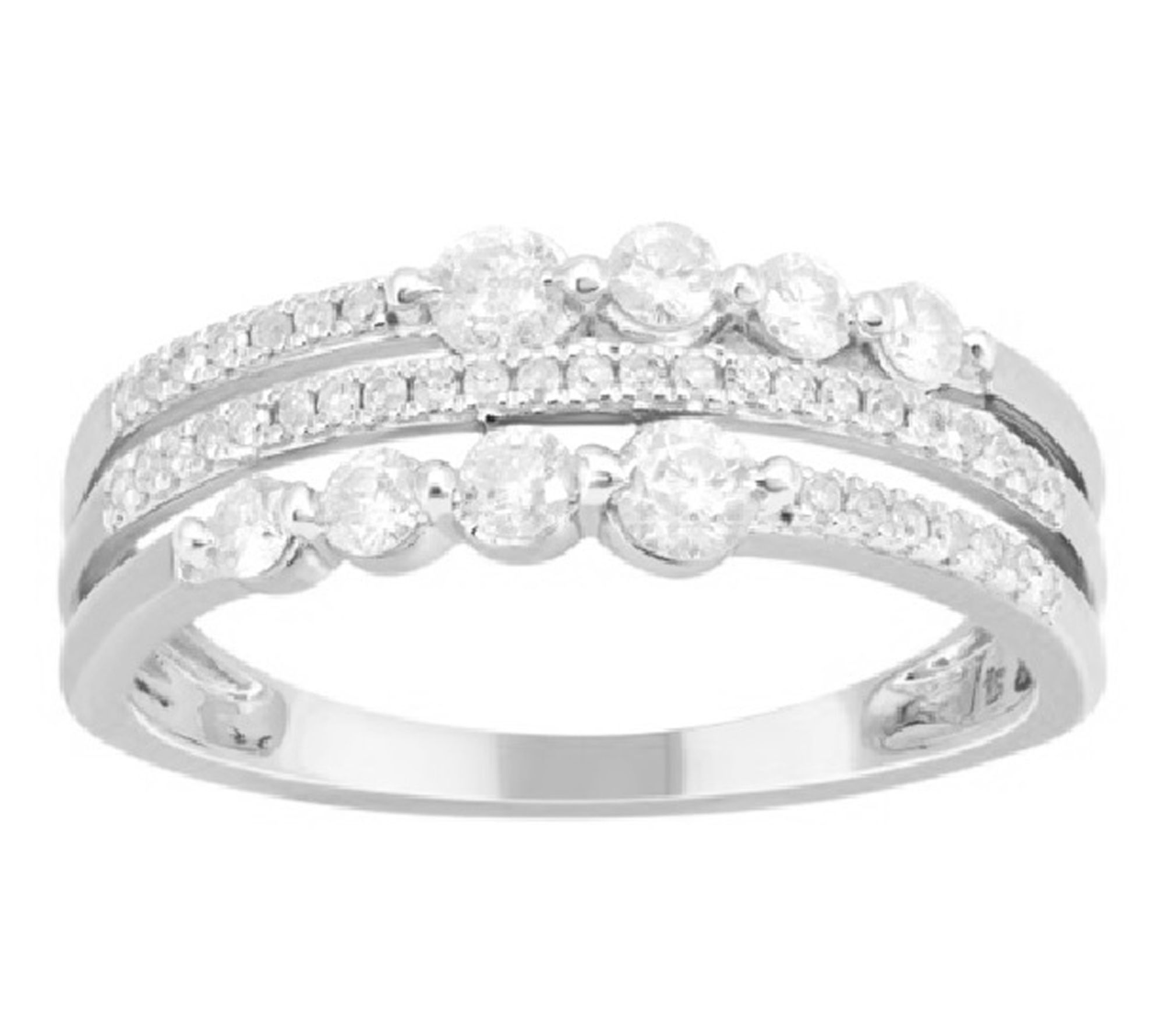 Affinity Diamonds 0.50 cttw Triple Band Ring, Sterling Silver