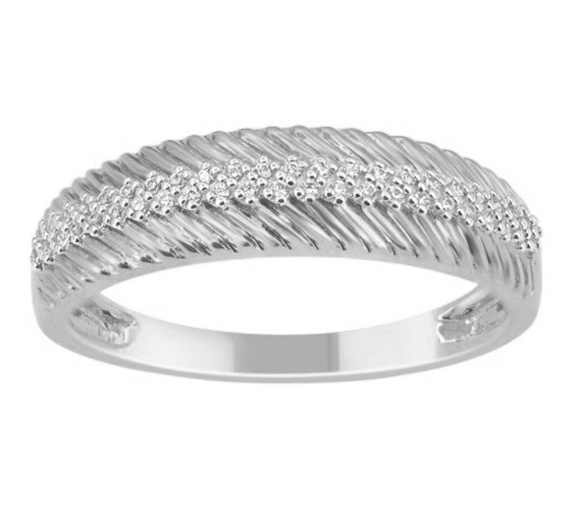 Accent by Affinity Ribbed Diamond Band Ring, Sterling Silver