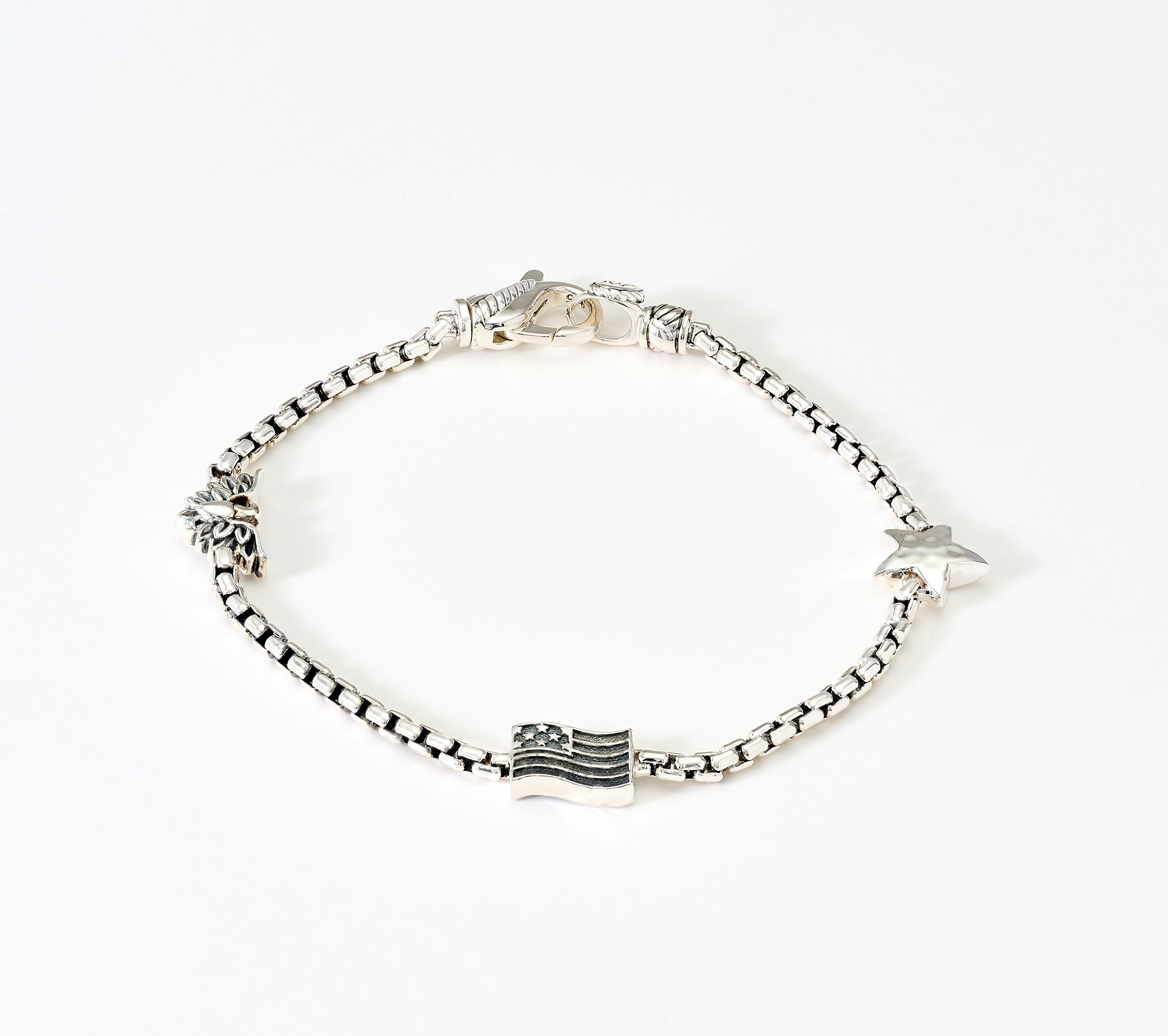 JAI Sterling Silver Symbols of the Season 2.7mm Box Chain Bracelet, 9.5g