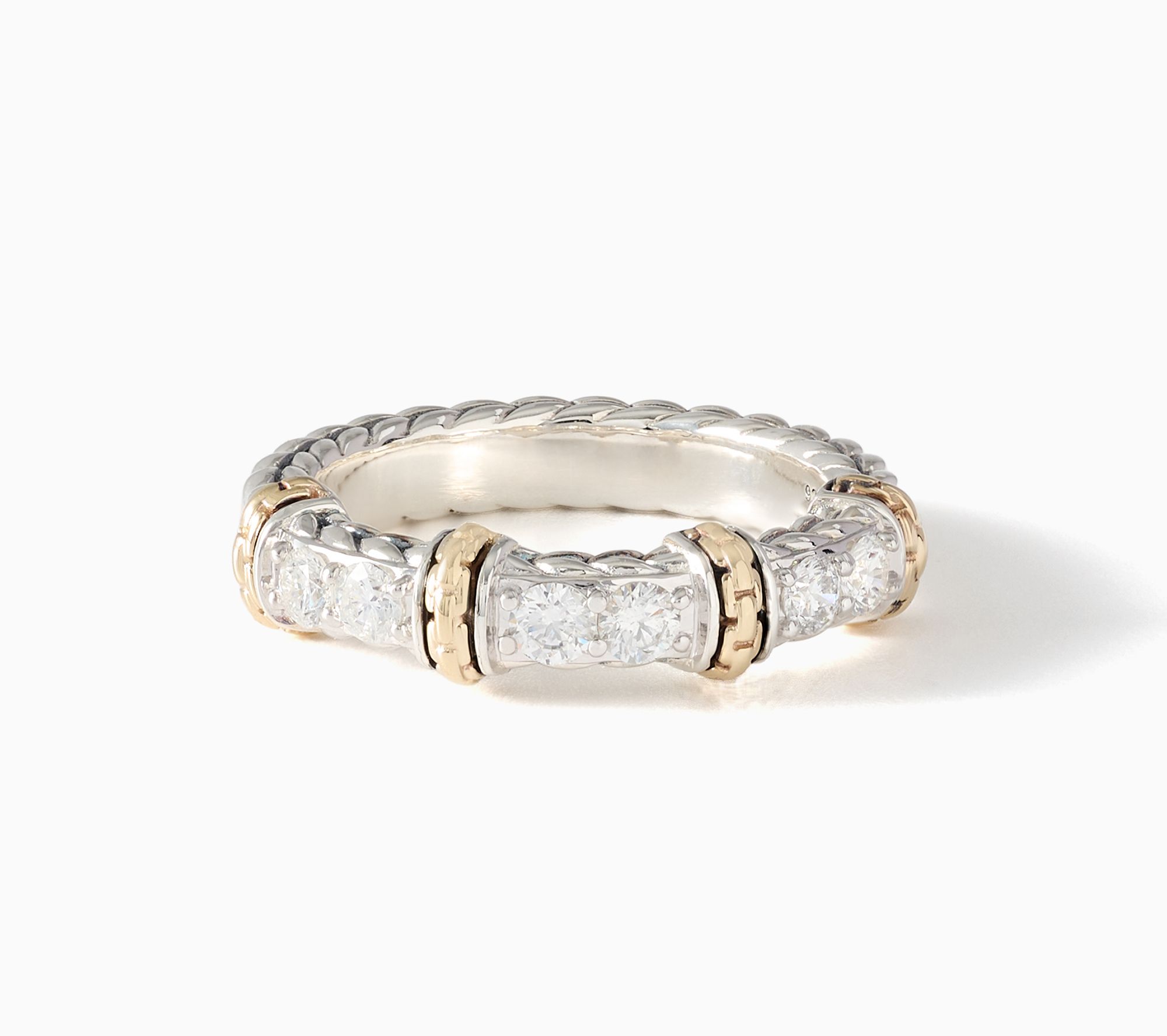 JAI Sterling Silver & 14K Gold Diamond Band Ring, 0.5ct