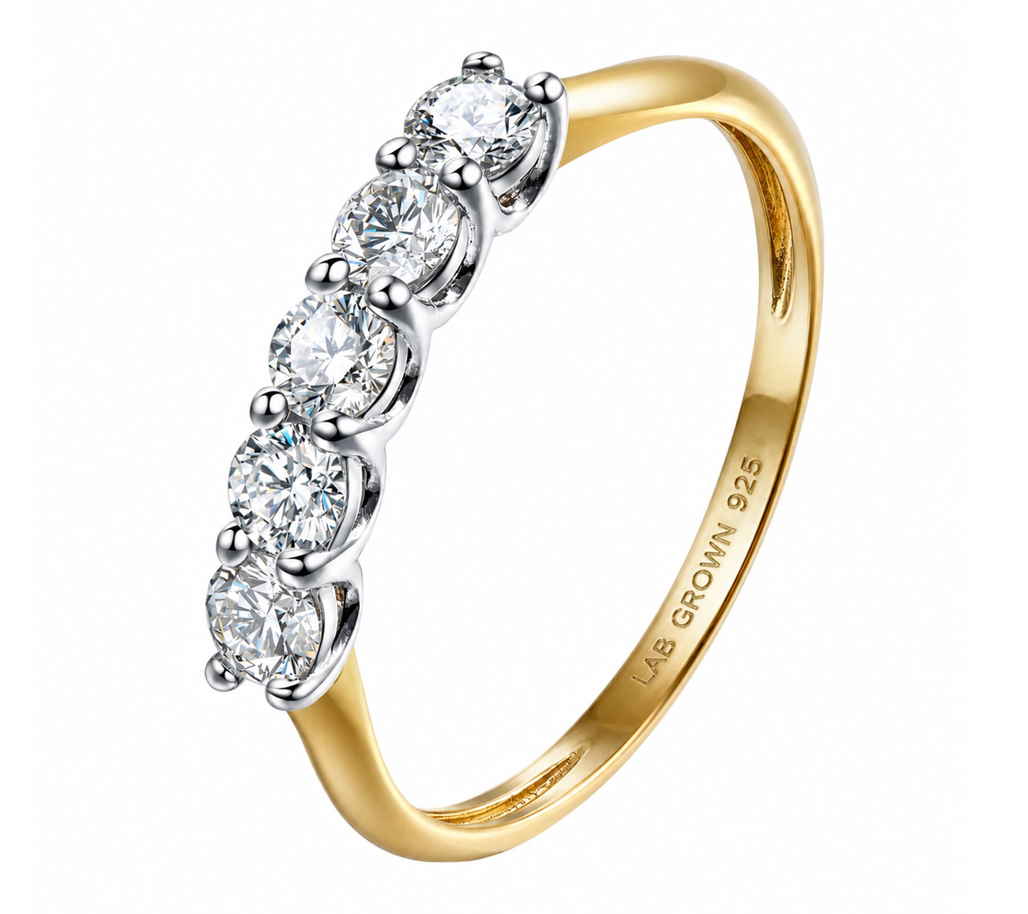 Fire Light 0.5cttw Lab Diamond 5-Stone Band Ring, Sterling Silv