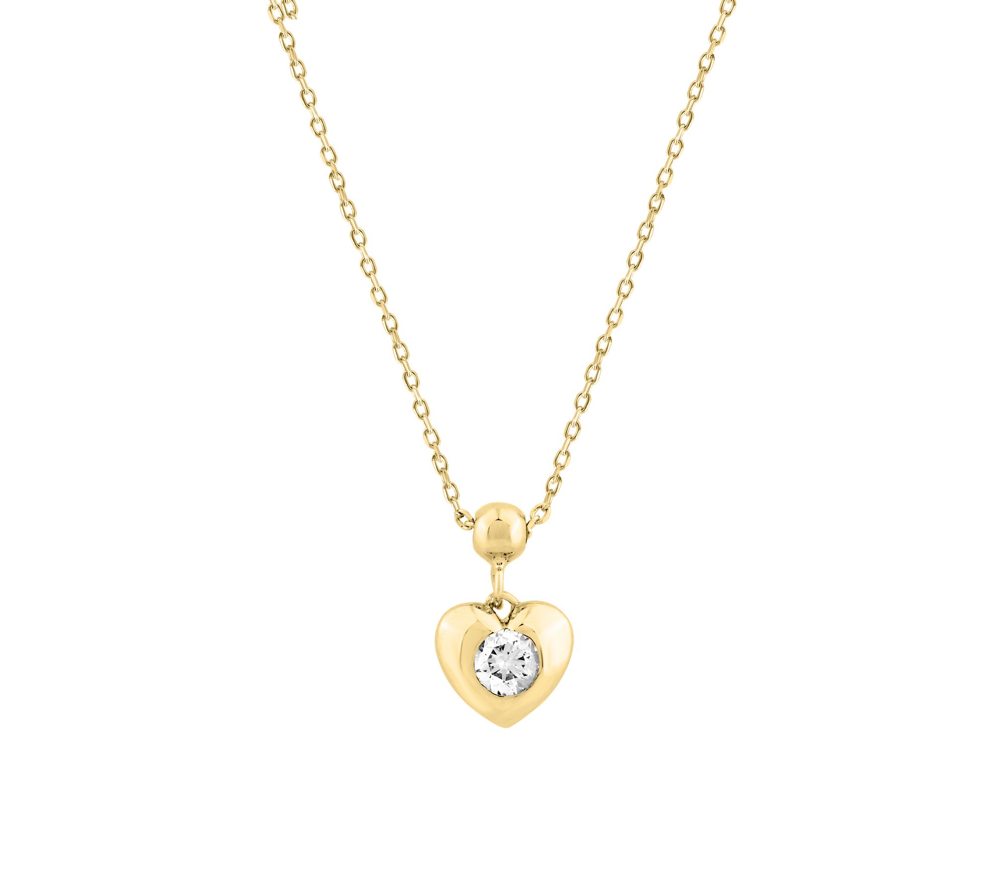 Fire Light Lab Grown Diamond Heart Pendant w/ Chain, 14k Plated