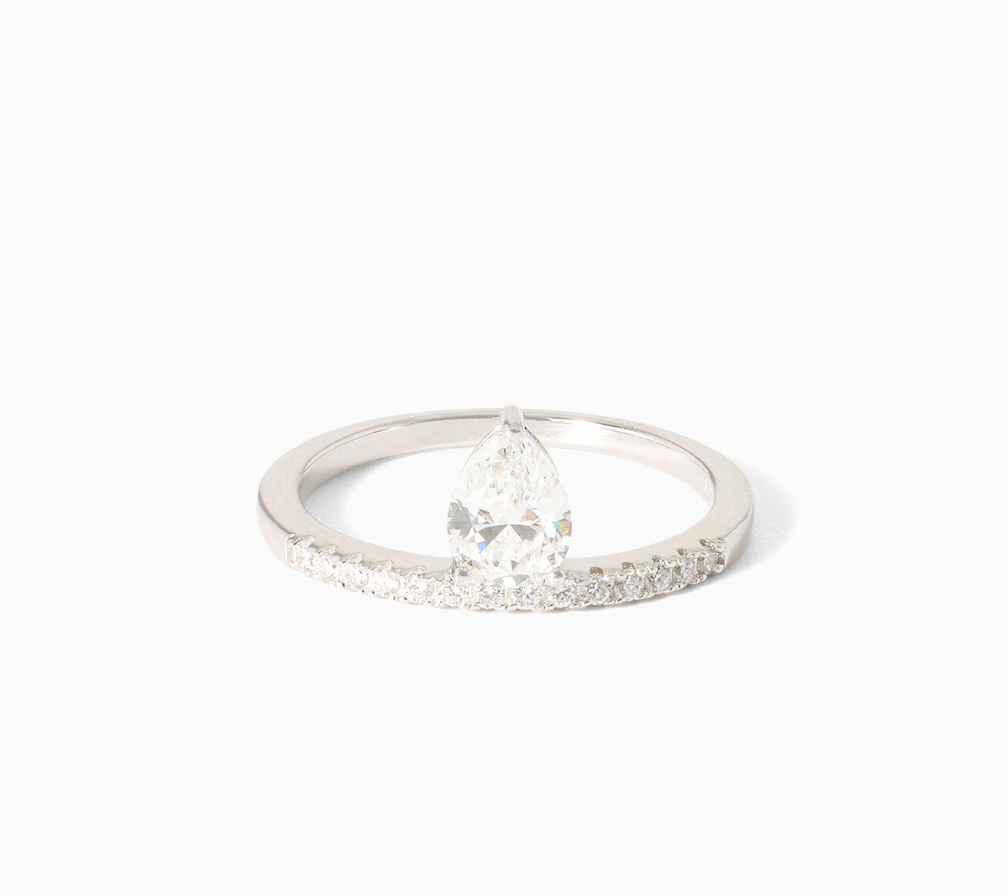 Fire Light Lab Grown Diamond Floating Solitaire Ring Silver