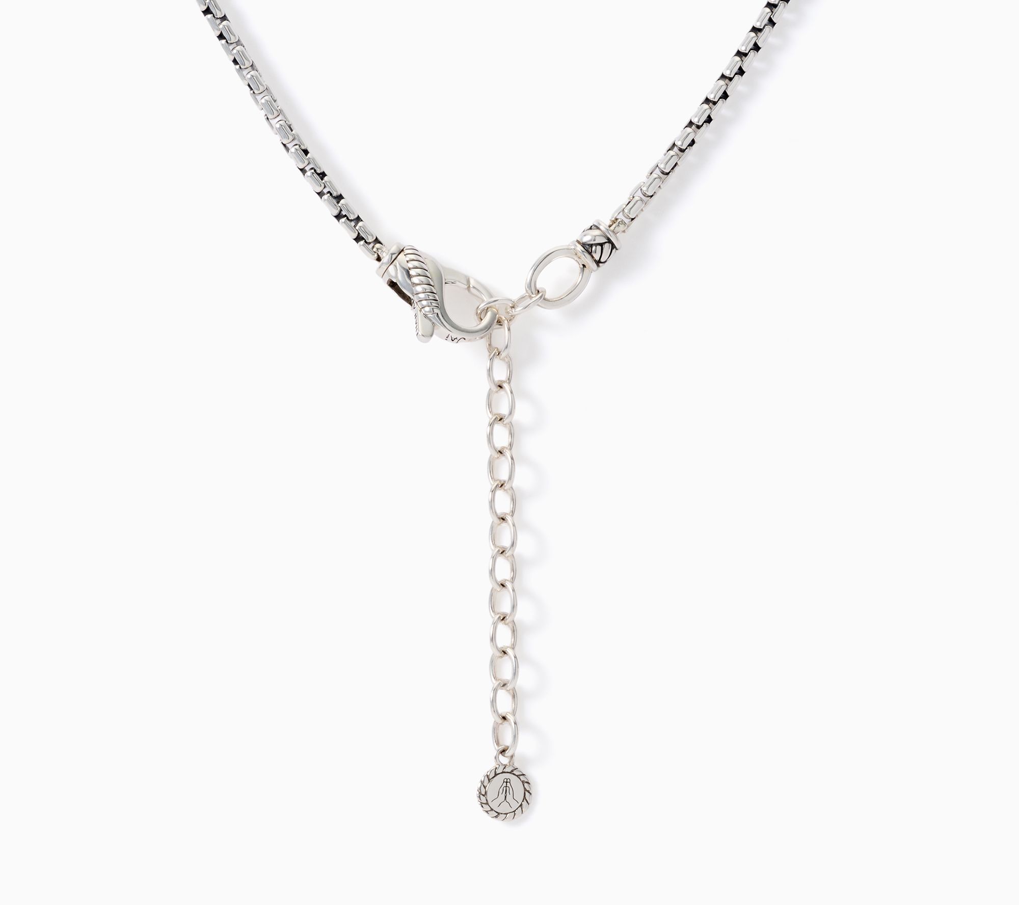 JAI Sterling Silver Hammered Bead 2.7mm Box Chain Necklace, 18