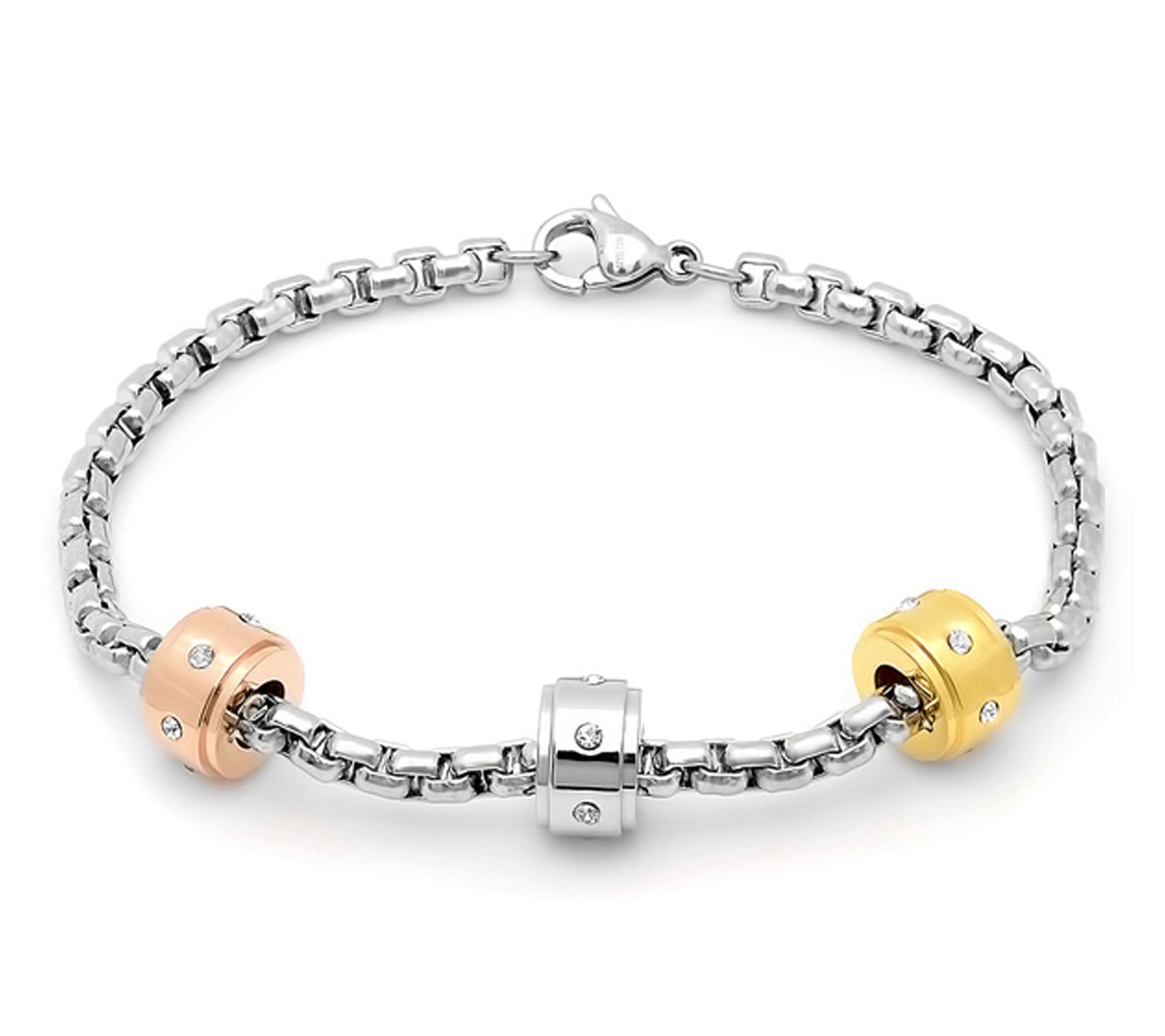 Steel By Design Tri Color Charms Bracelet