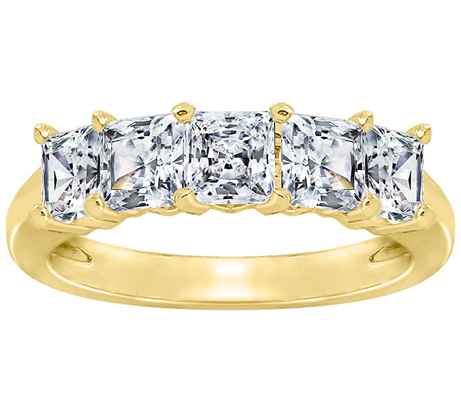 Diamonique 2.00 cttw Princess-Cut 5-Stone R ing, Sterling