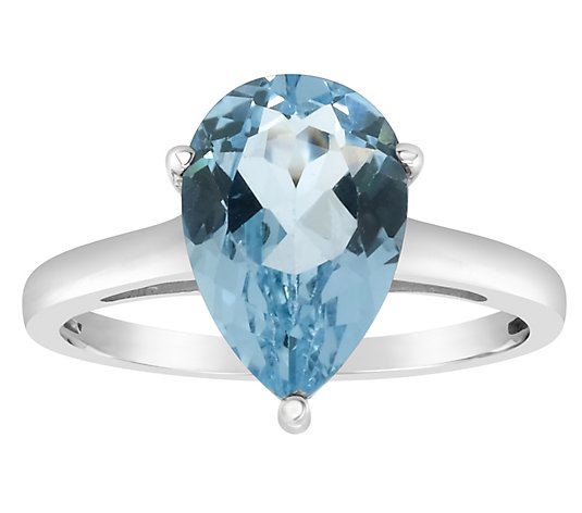 Sterling Silver Pear-Shaped Gemstone Ring