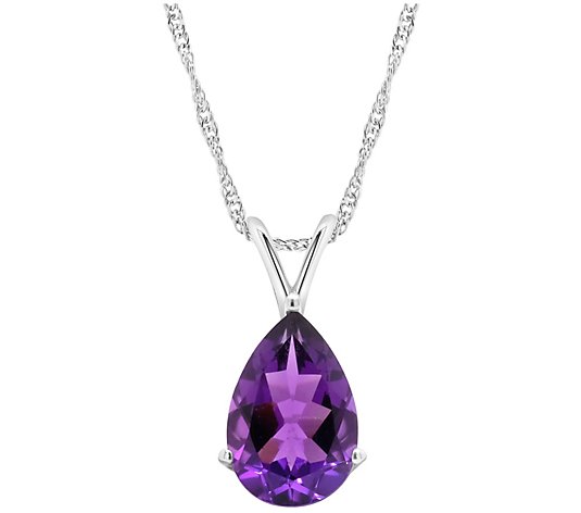 Sterling Silver 4.70 cttw Amethyst Pendant w/ Chain
