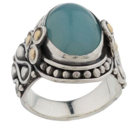 Suarti Artisan Crafted Sterling / 18K Blue Quartzite Ring - QVC.com