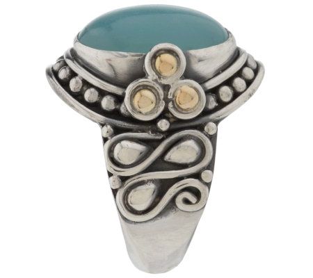 Suarti Artisan Crafted Sterling / 18K Blue Quartzite Ring - QVC.com