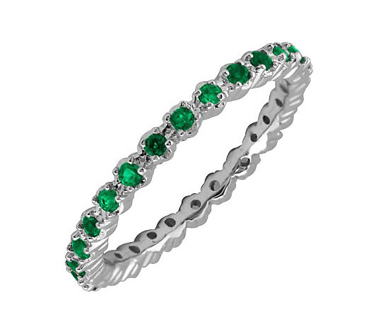 Simply Stacks Sterling Prong-Set Emerald Stackable Ring