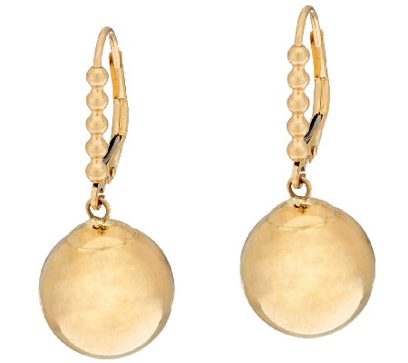 EternaGold 12.0mm Bead Lever Back Earrings 14K Gold - Page 1 — QVC.com