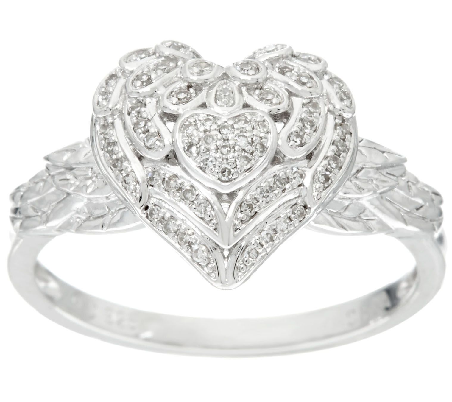 Angel Wing Heart Diamond Ring Sterling 1 8 cttw by Affinity