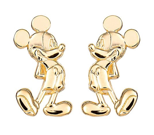 Disney Mickey Mouse Polished Stud Earrings, 1 4K Gold