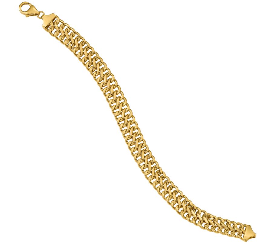 Italian Gold Double Curb Link Bracelet 14K, 8.9g - Page 1 — QVC.com