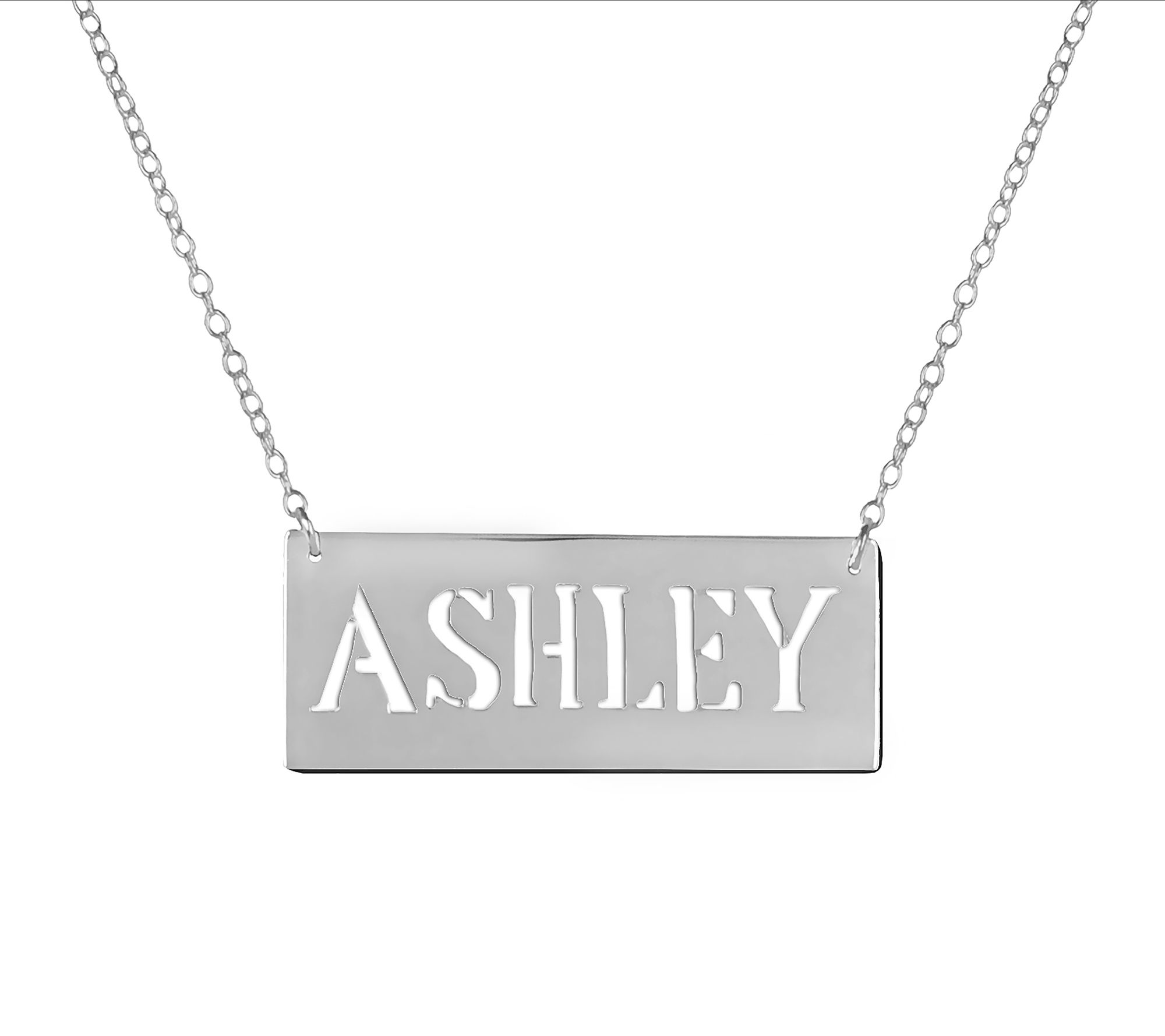 Sterling Silver Personalized Block Letter Nam e Necklace