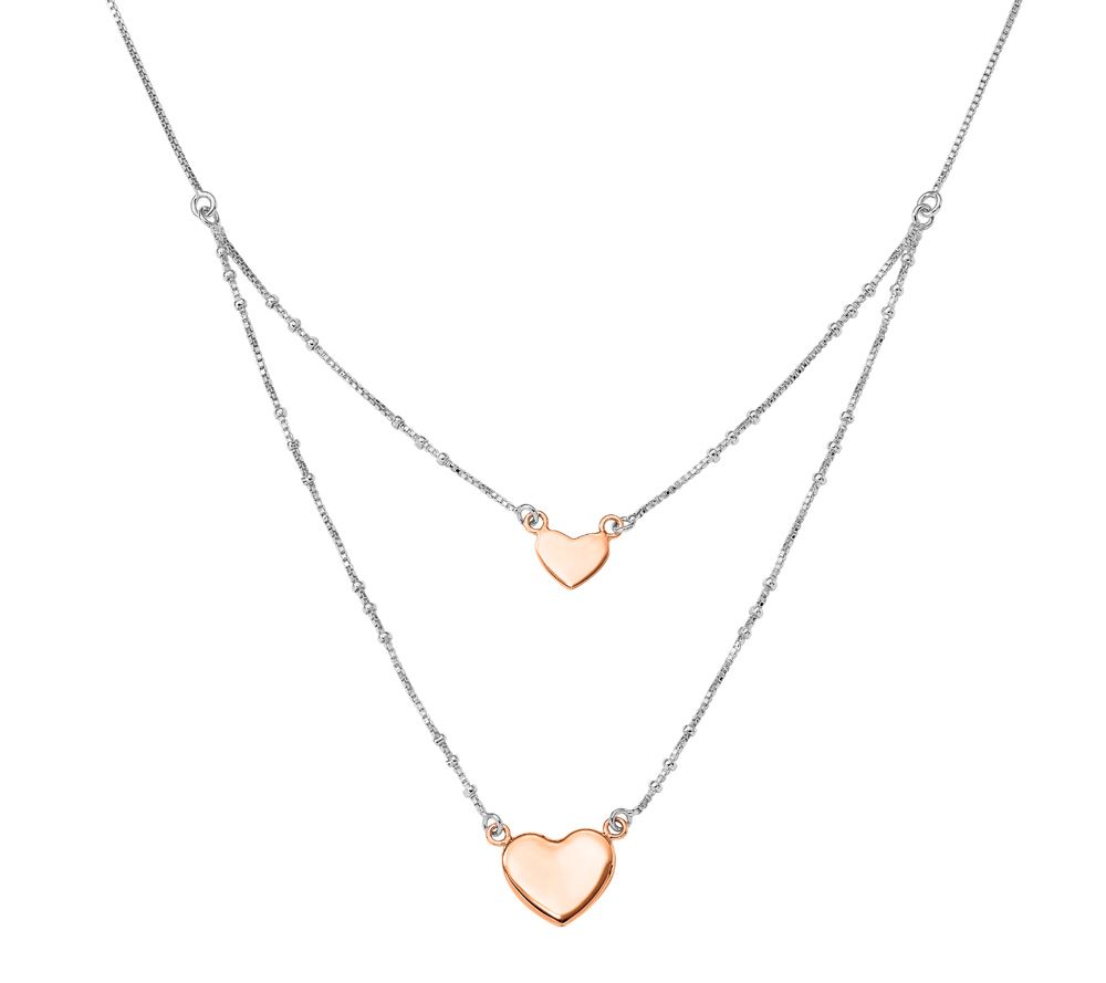 Sterling Double-Heart Dangle Layered Necklace by Silver Style - QVC.com