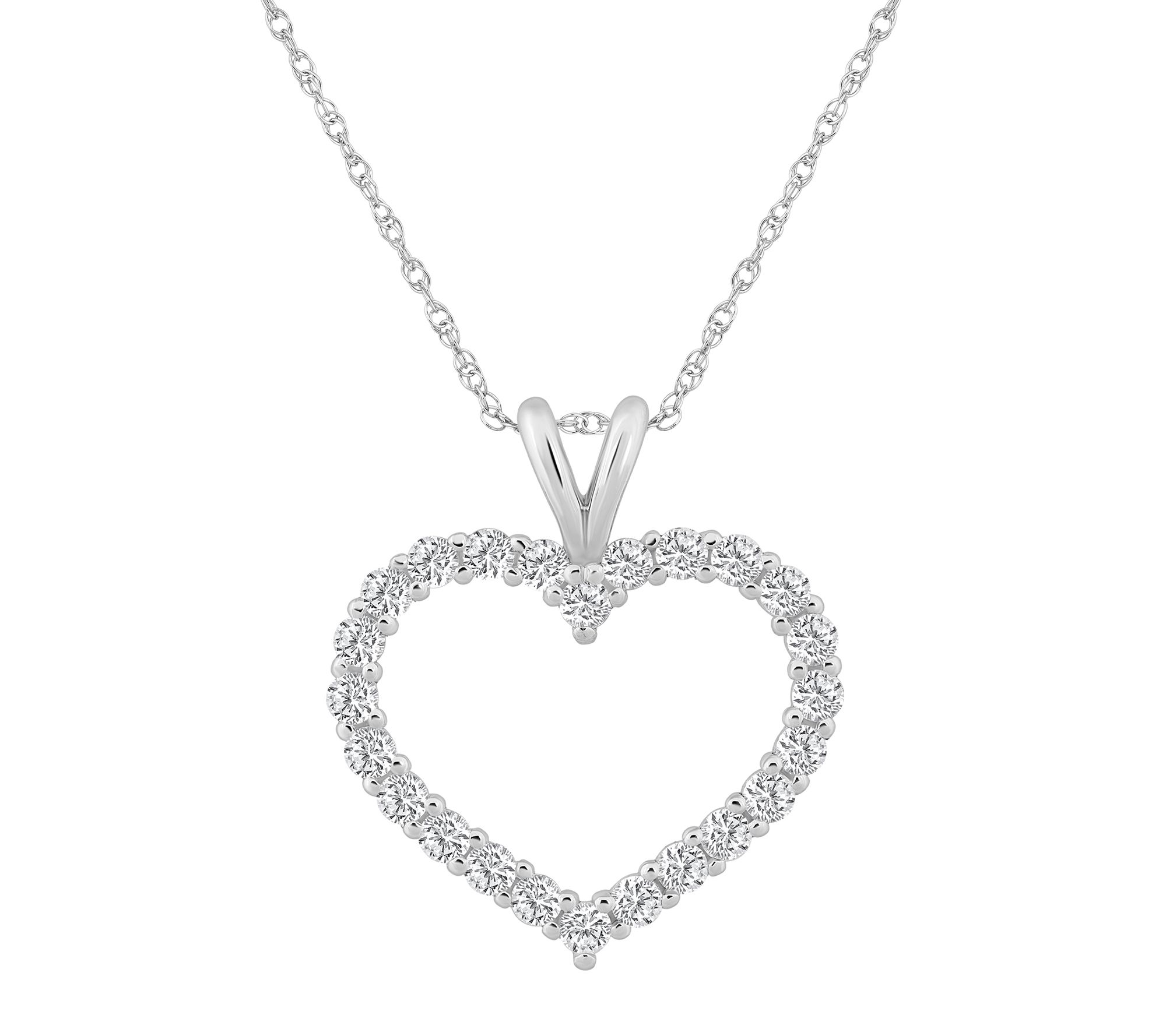 Affinity 1.00 cttw Diamond Heart Pendant w/ Chan, 14K Gold