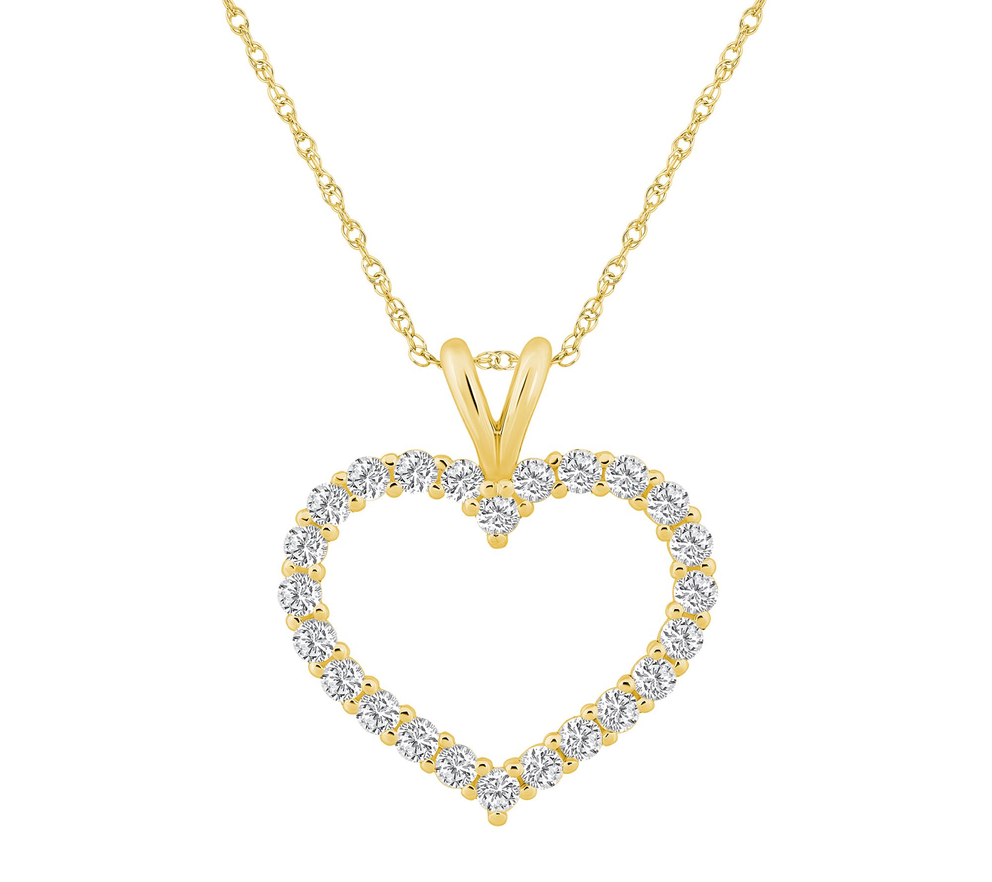Affinity 1.00 cttw Diamond Heart Pendant w/ Chan, 14K Gold
