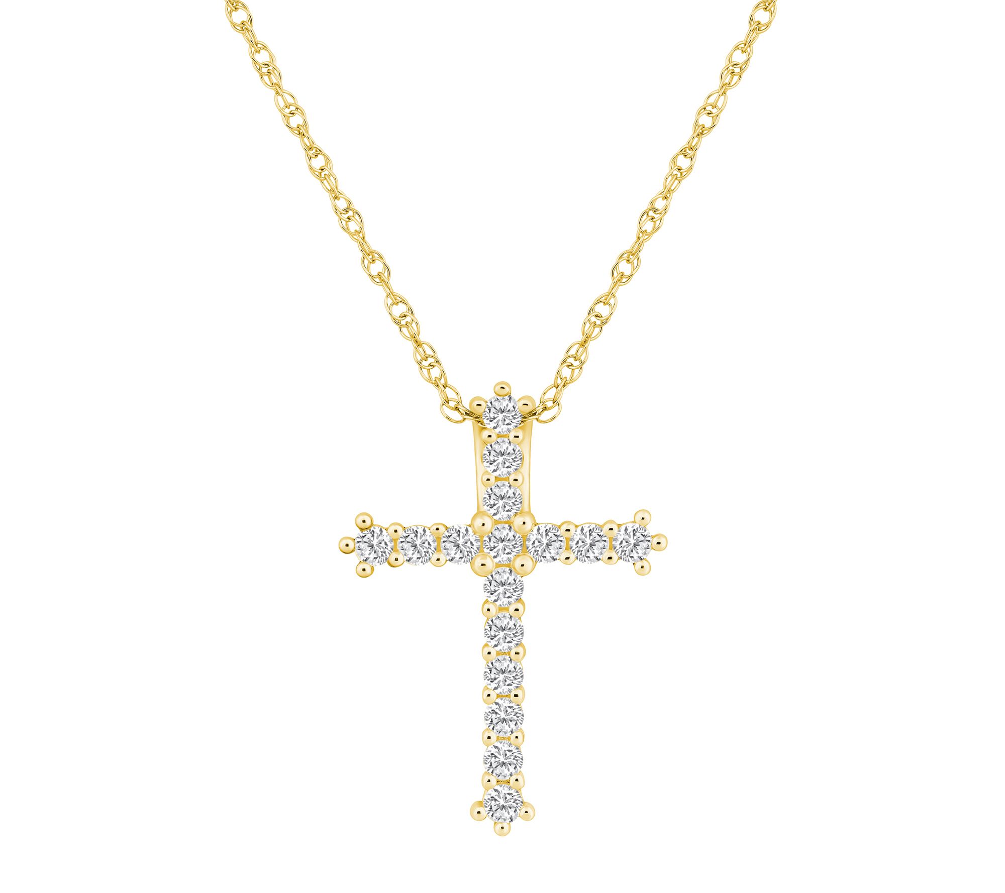 Affinity 0.50 cttw Diamond Cross Pendant w/ Cha in, 14K
