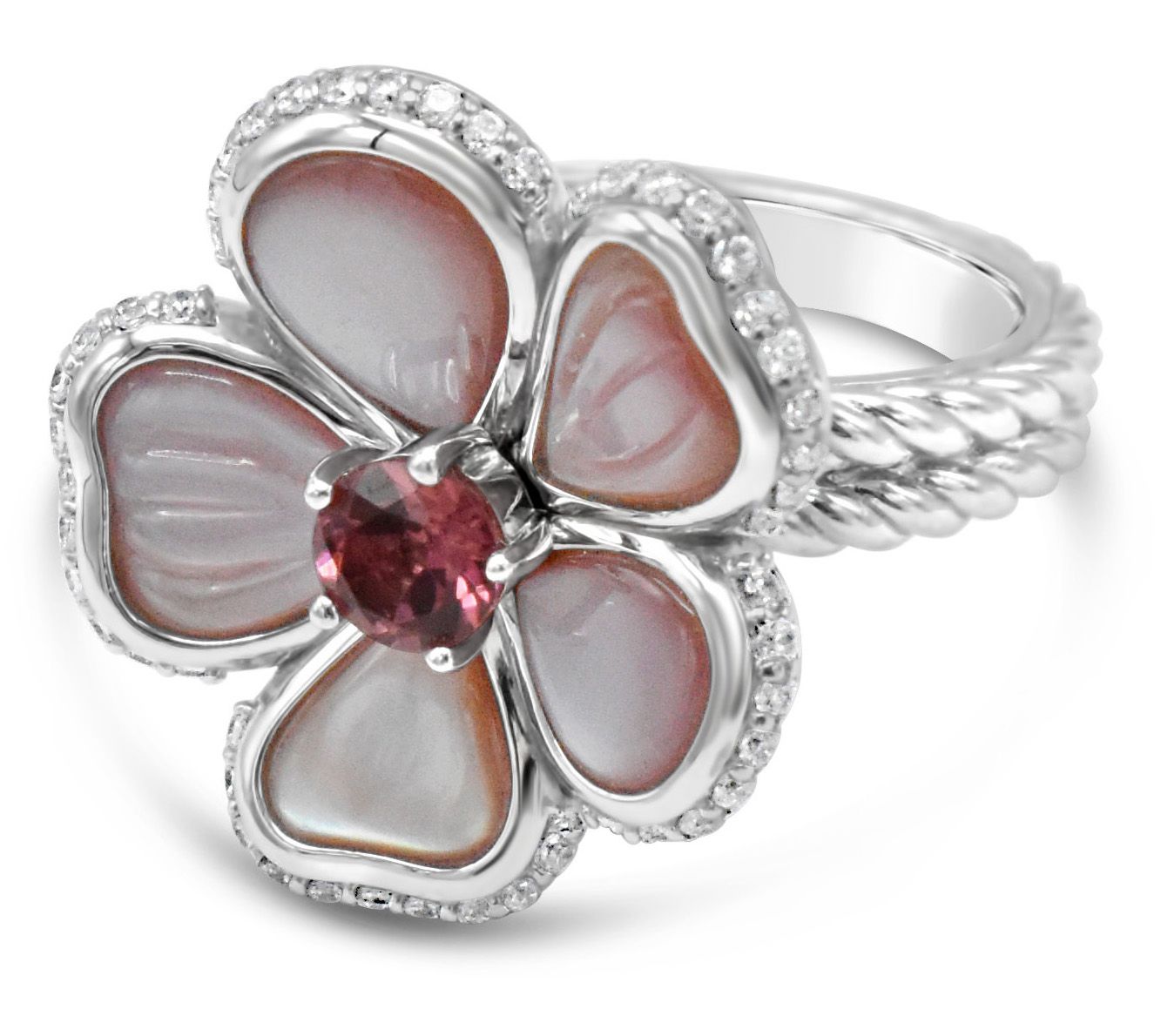 Judith Classic Sterling Silver Gemstone&Diamonique Flower Ring