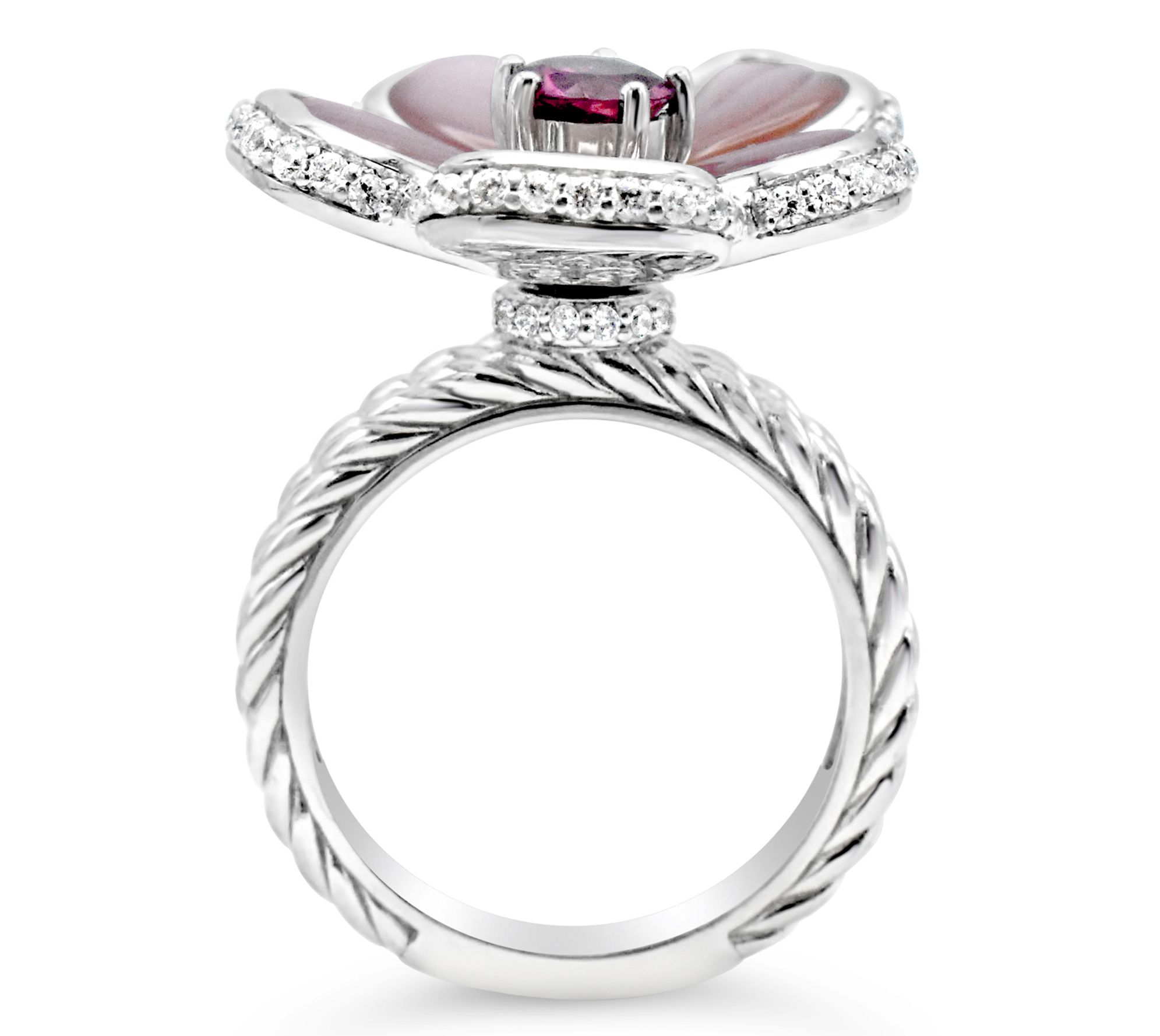 Judith Classic Sterling Silver Gemstone&Diamonique Flower Ring