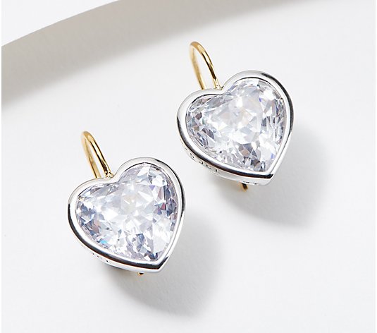 Diamonique x Jennifer Miller 100 Facet Heart Earrings Sterling Silver
