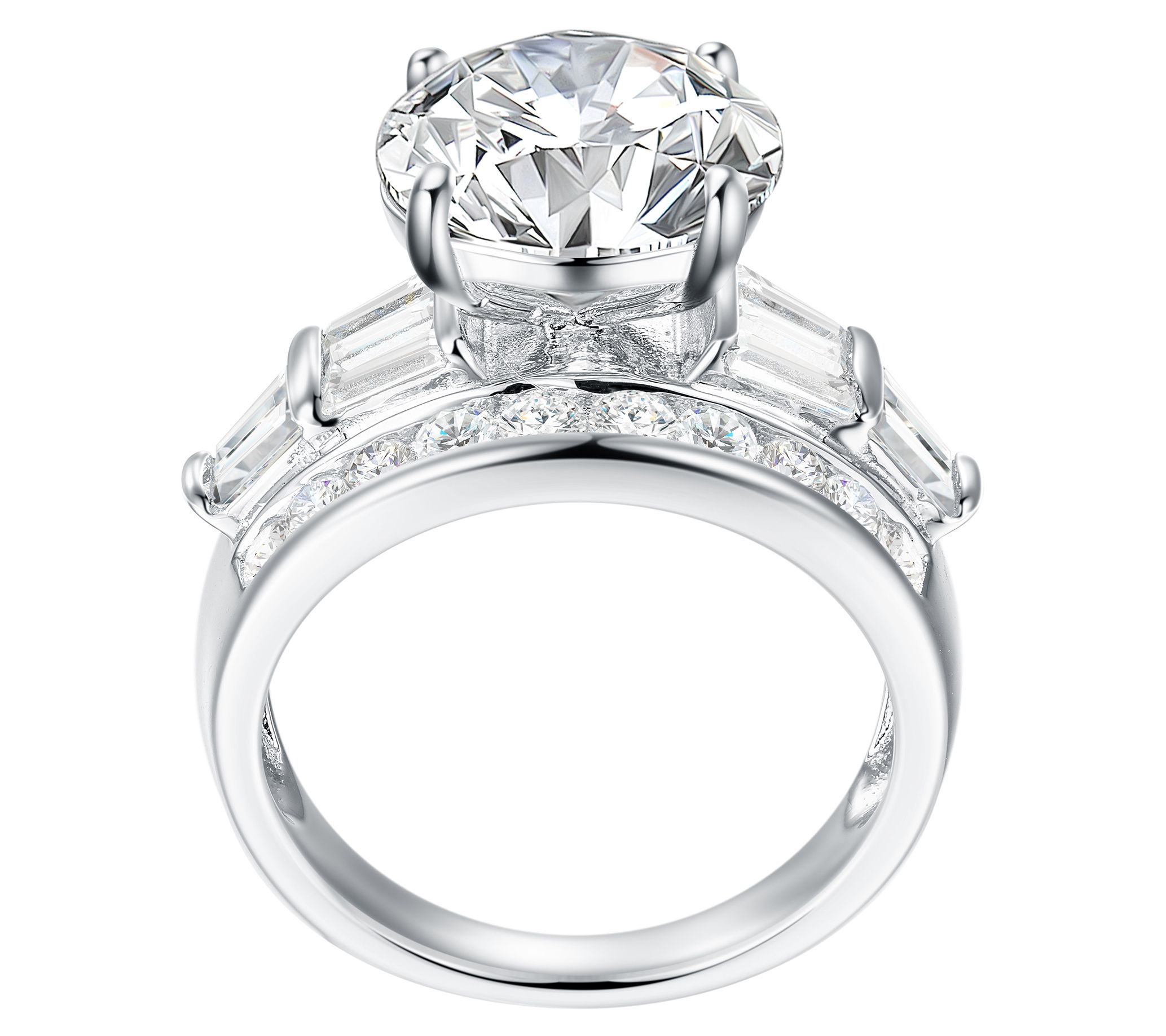 Diamonique 4 60 Cttw Engagement Ring Sterling Silver QVC Com   J416774.003