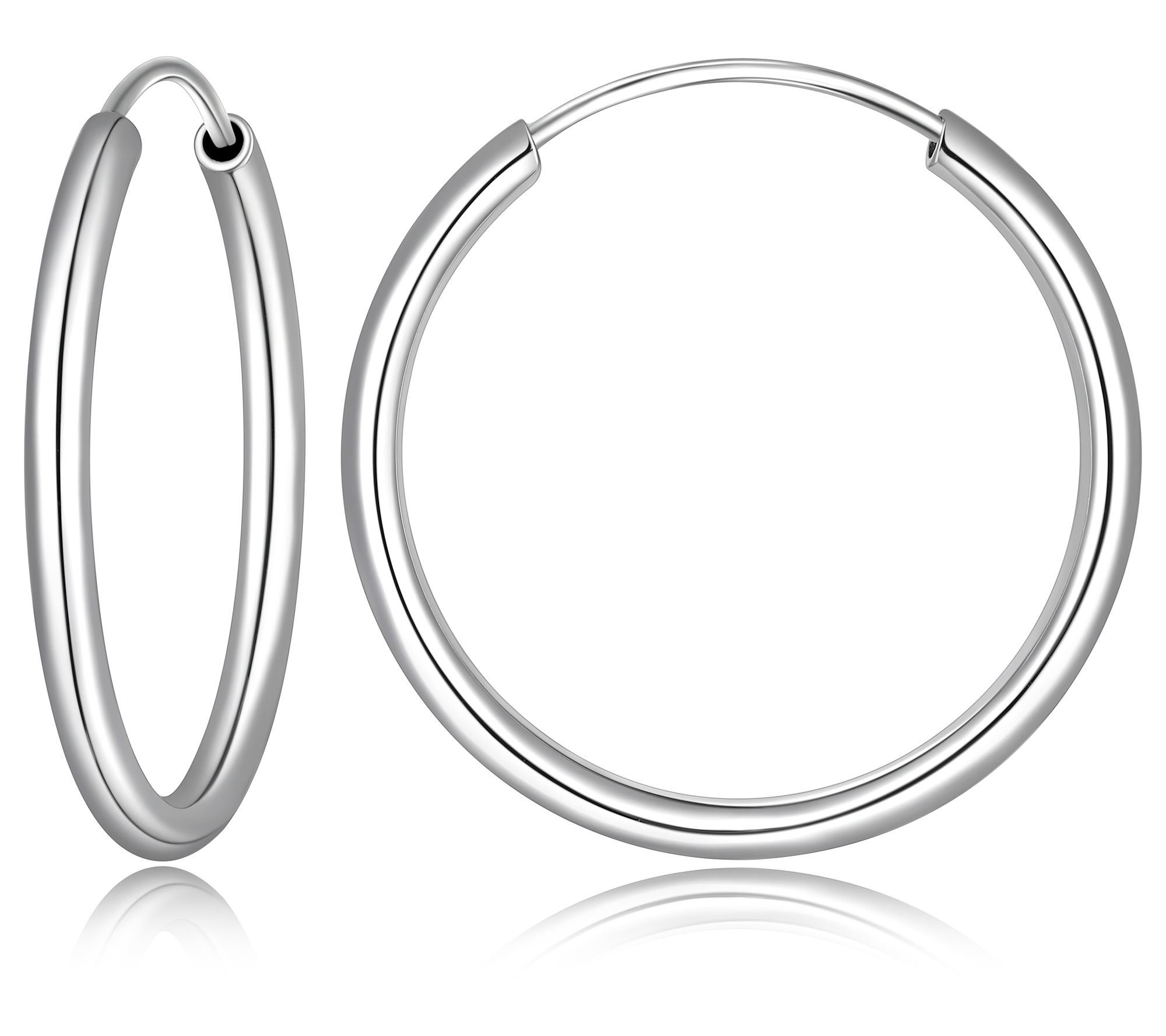 Silver Style 1" Round Endless Hoop Earrings, Sterling