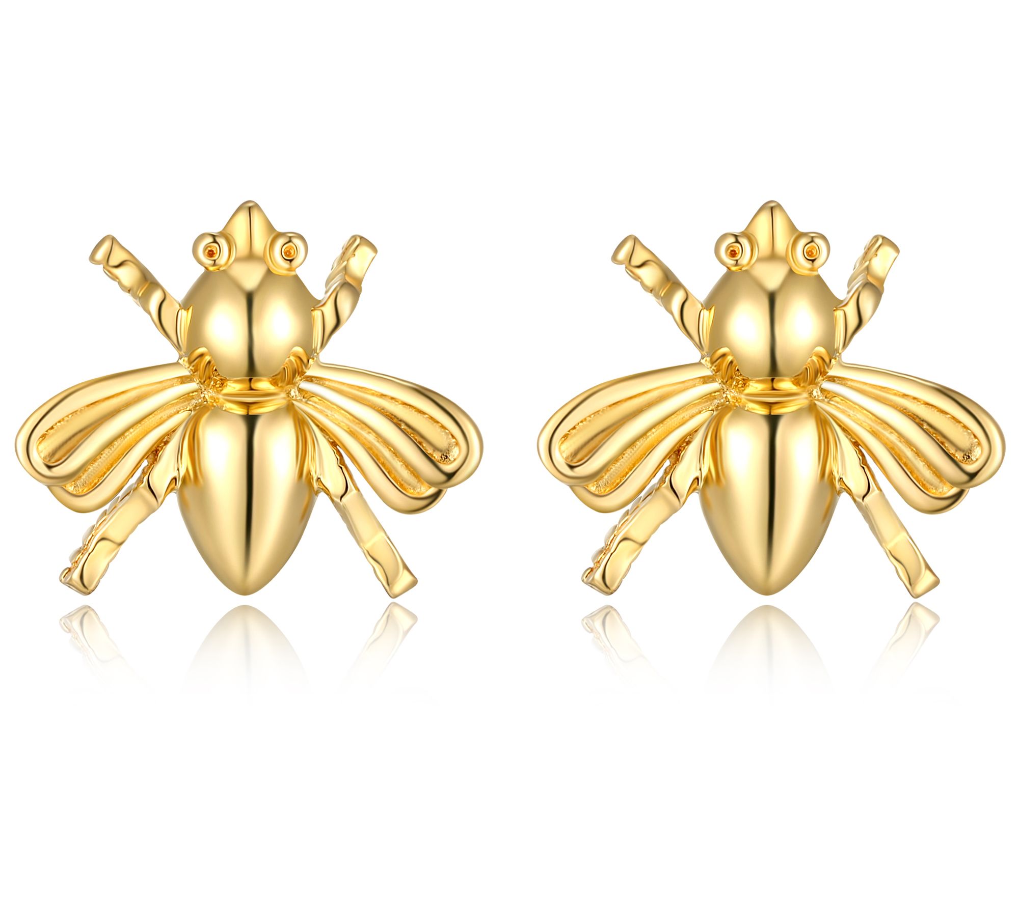 Silver Style Gold Clad Bee Stud Earrings