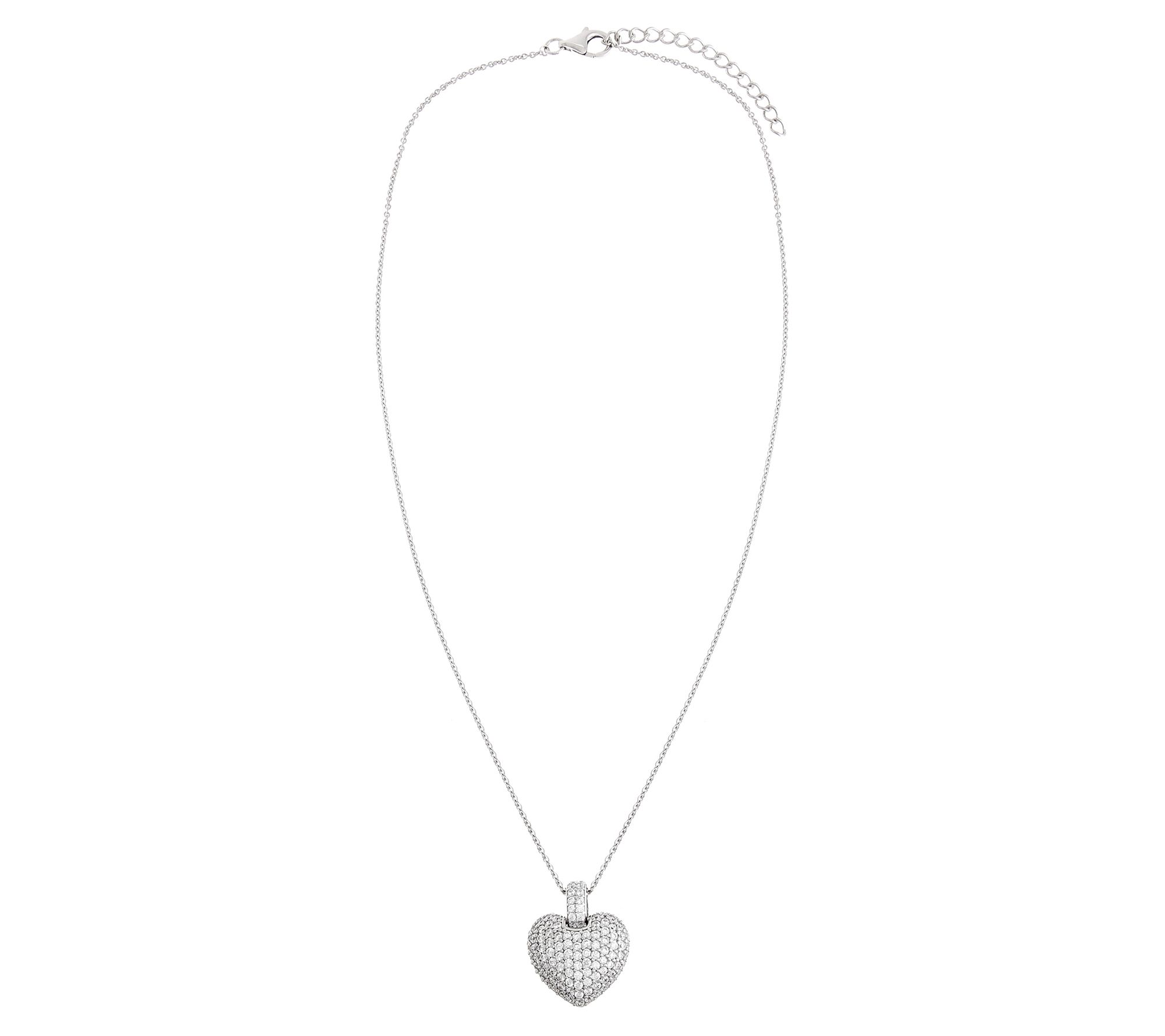 Diamonique 2.30 cttw Heart Pendant w/ Chain, St erling Silver