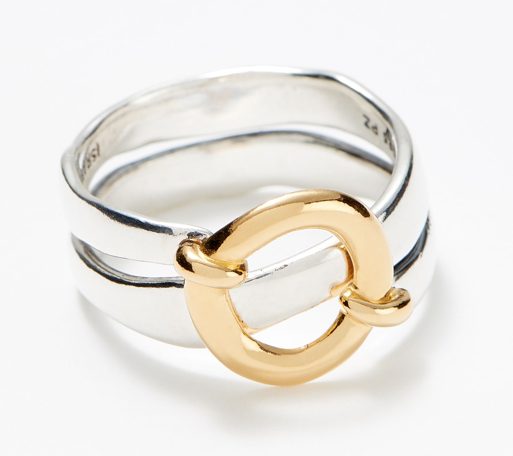 "As Is" Or Paz Silver Two-Tone Motif Ring, Sterling & 14K Plated