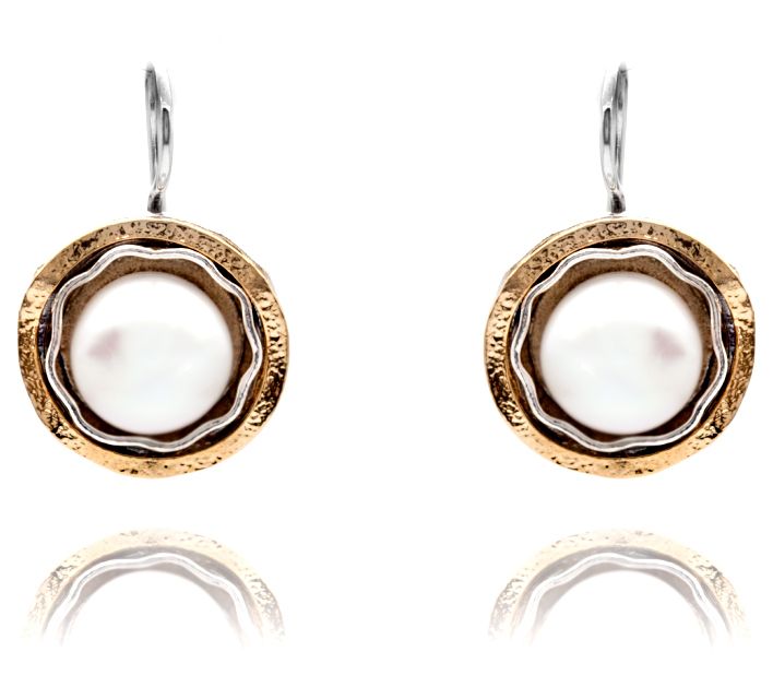 Or Paz Two-Tone Sterling Silver Cultured Pearlarrings