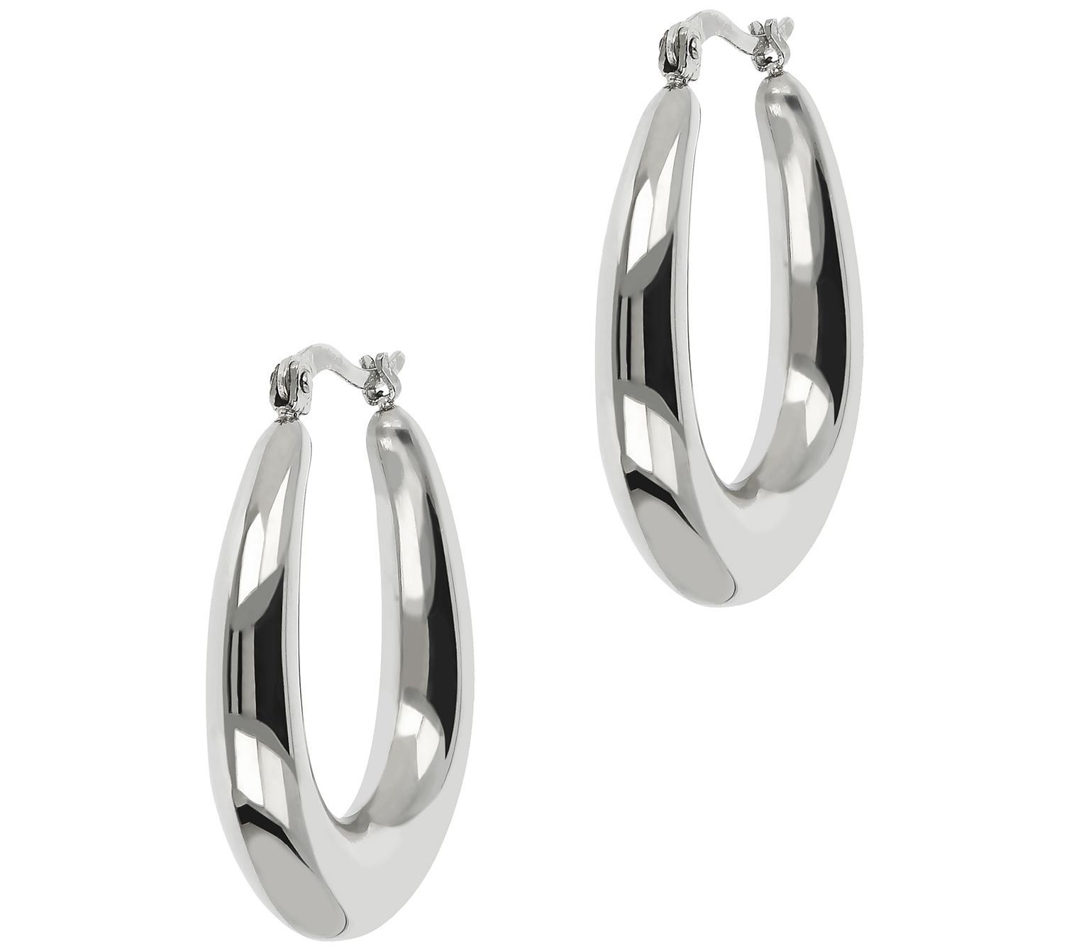 Steel by Design Polished Oval Hoop Earrings