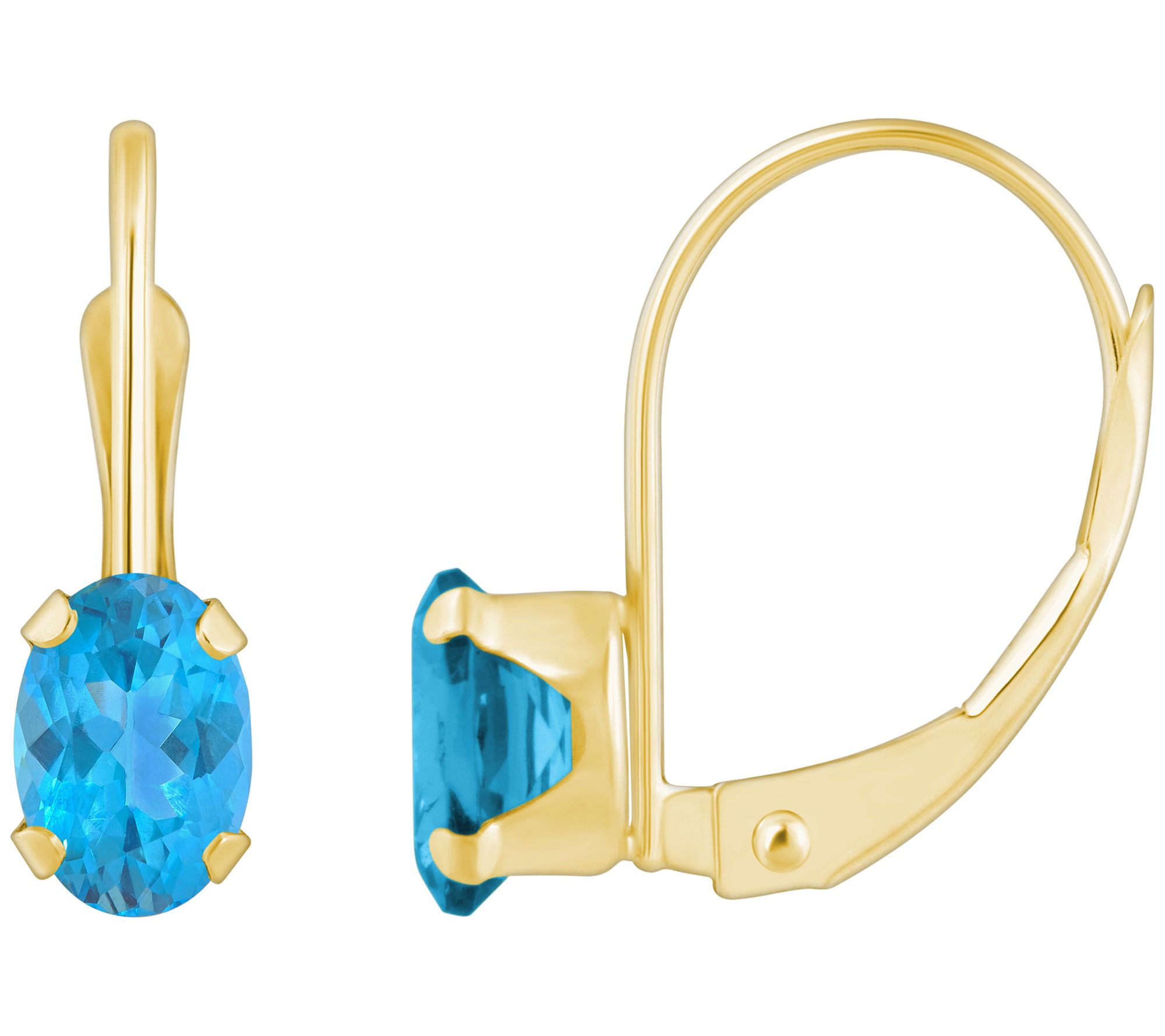 Affinity Gems Oval Gemstone Leverback Earrings, 10K Gold