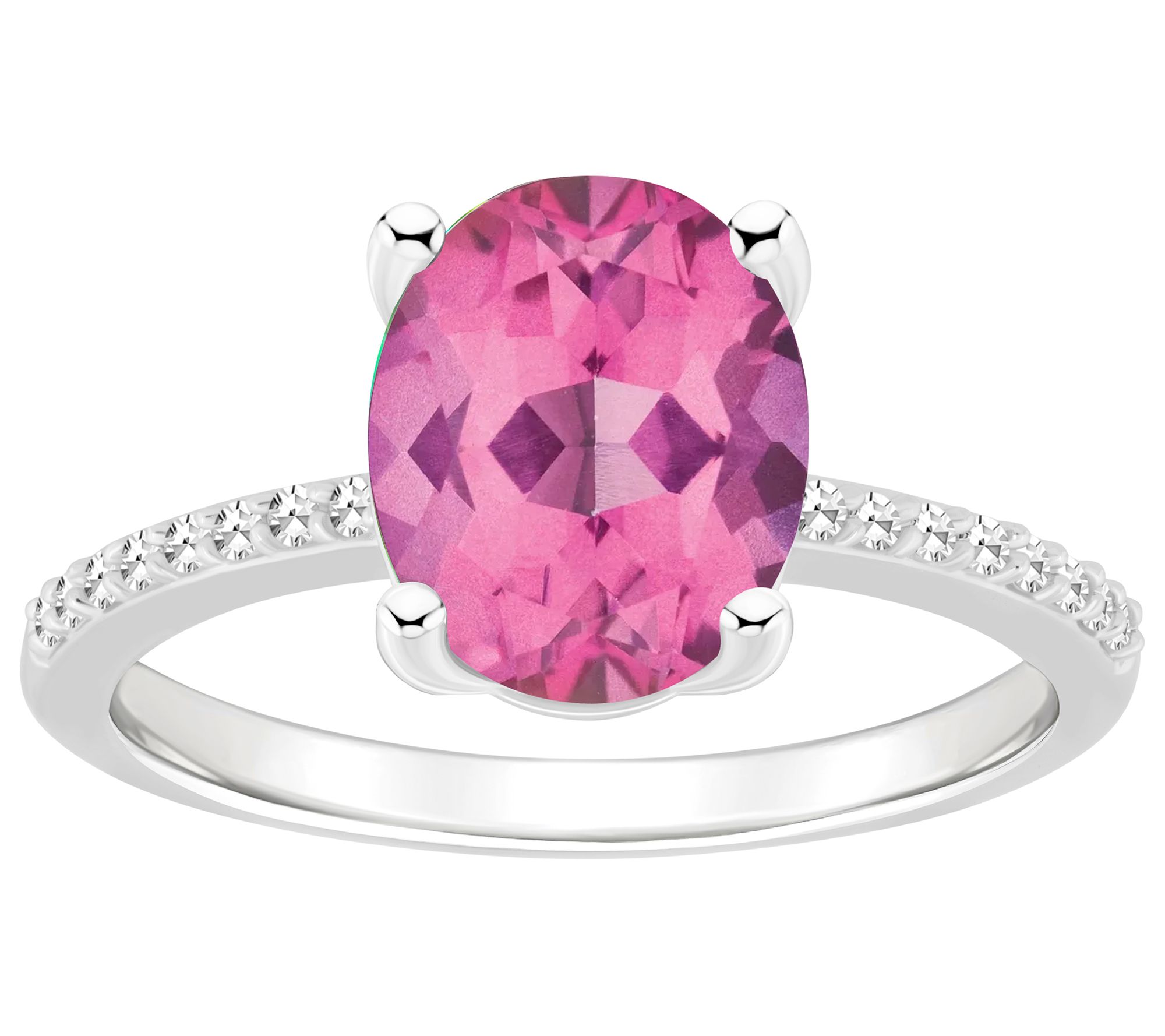 Affinity Gems Oval Topaz & Diamond Ring, Sterling Silver