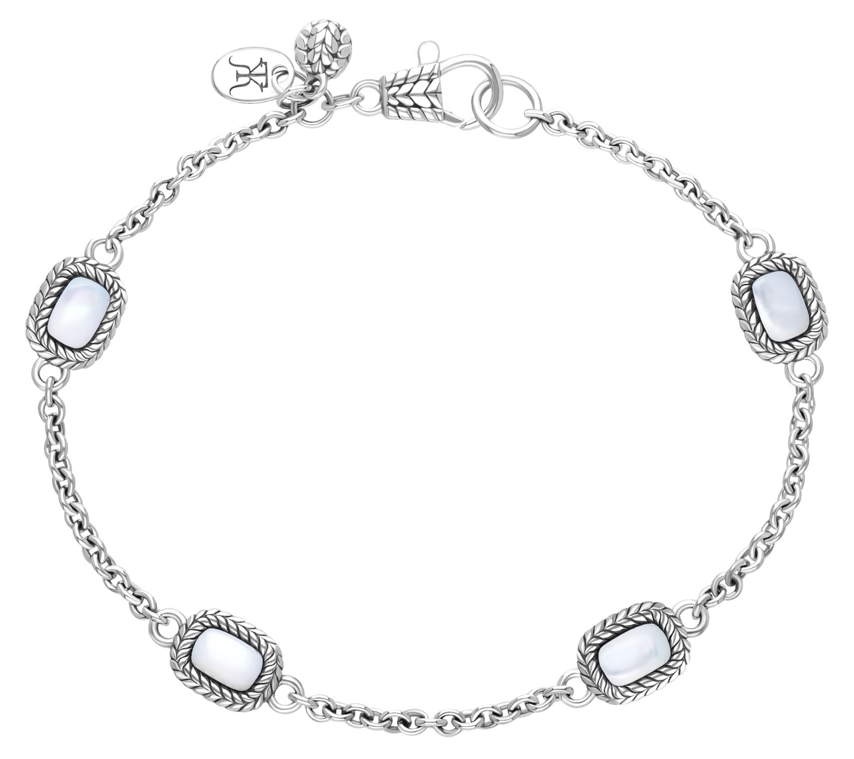 Tiffany Kay Silver Herringbone Gemstone StationBracelet 